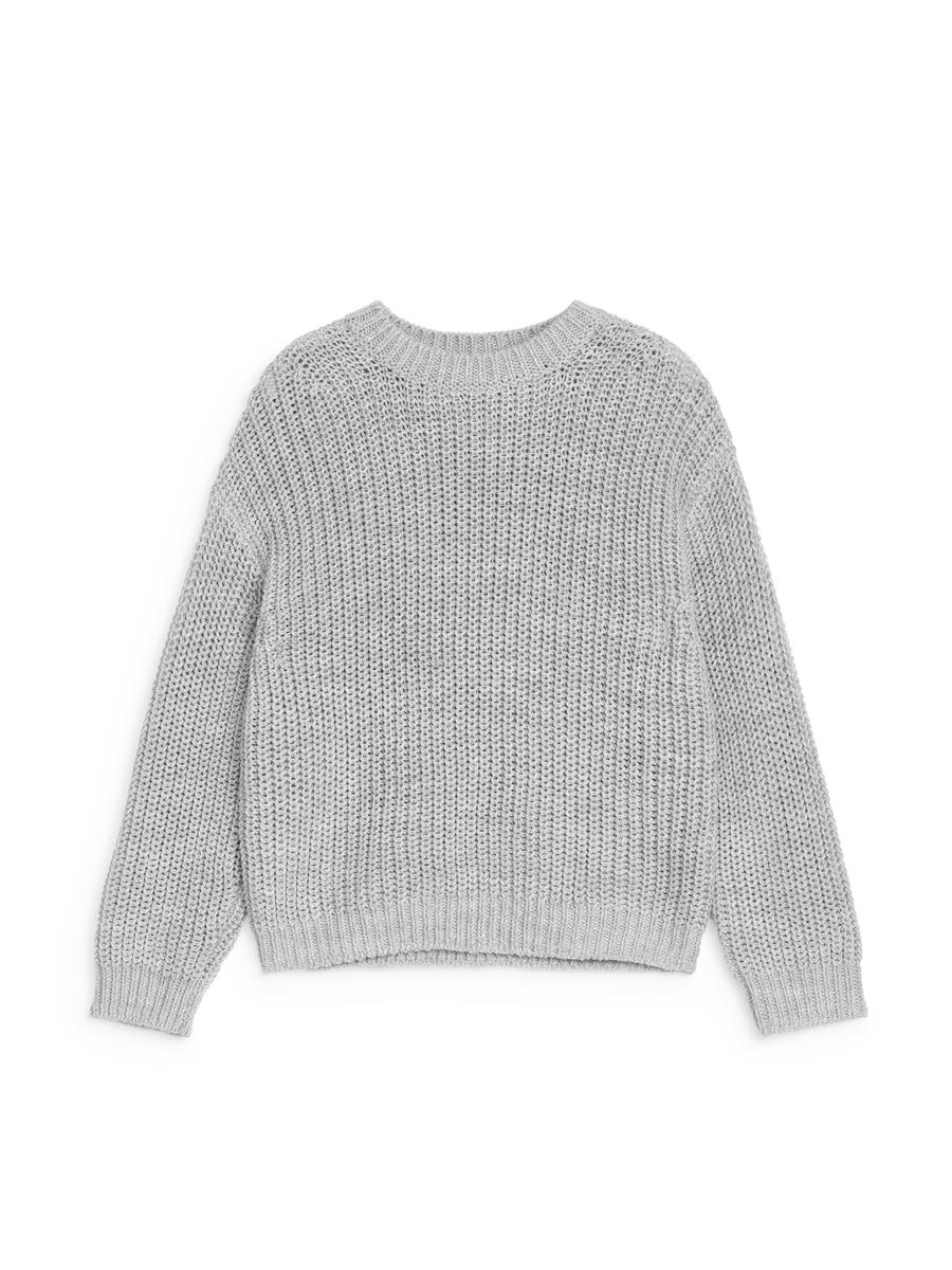 Crew-Neck Fisherman Jumper-#B9BABC-13265