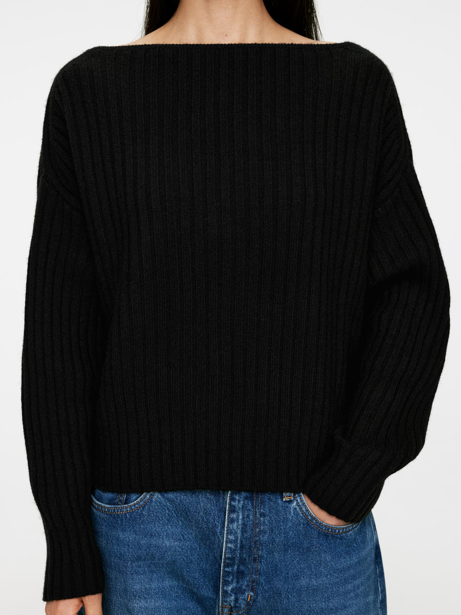 Rib Wool Jumper-#272628-7398