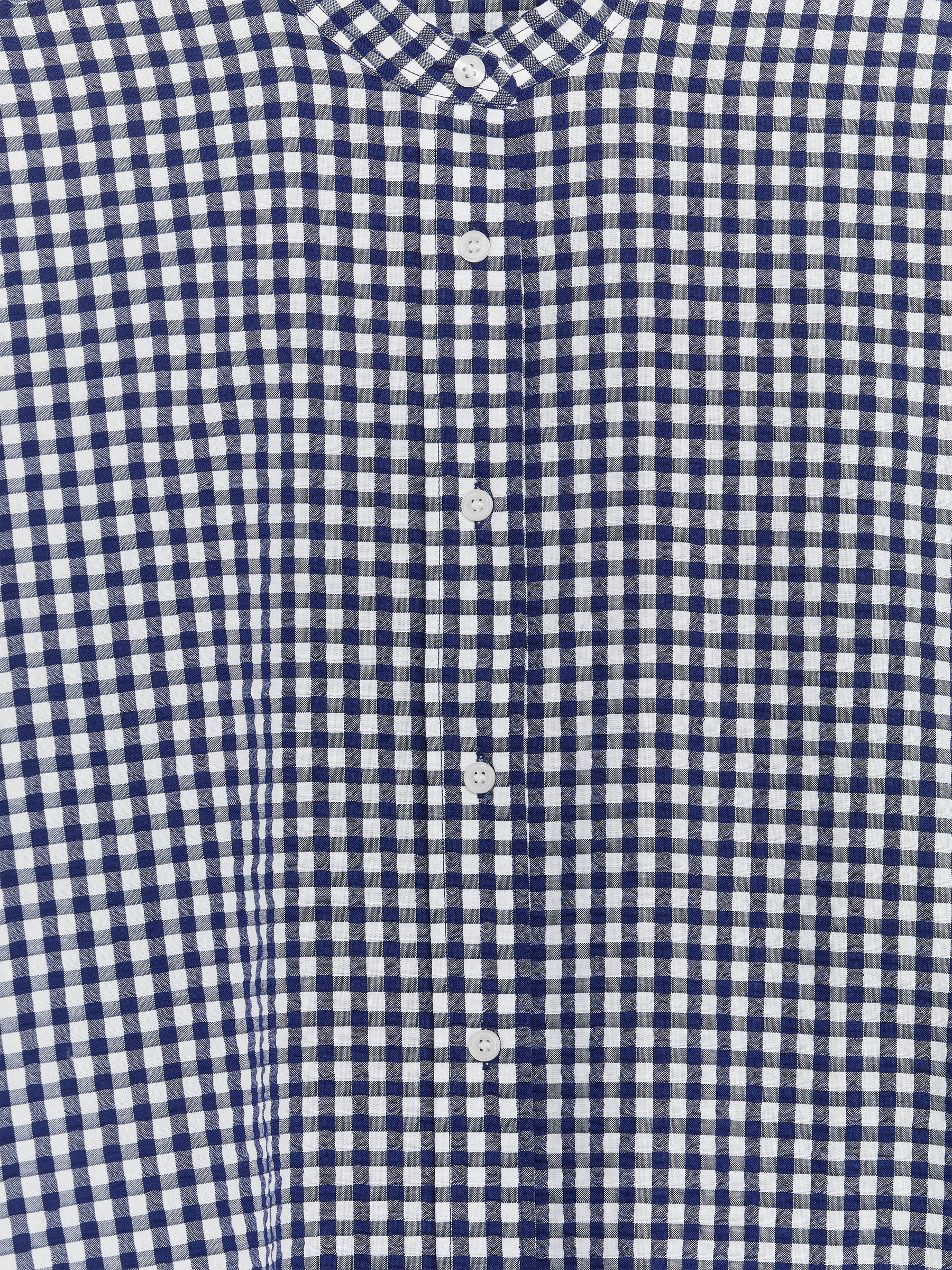 Oversized Seersucker Shirt - Dark Blue/White - Oversized - Women - StillMedia/DescriptiveDetail - 2