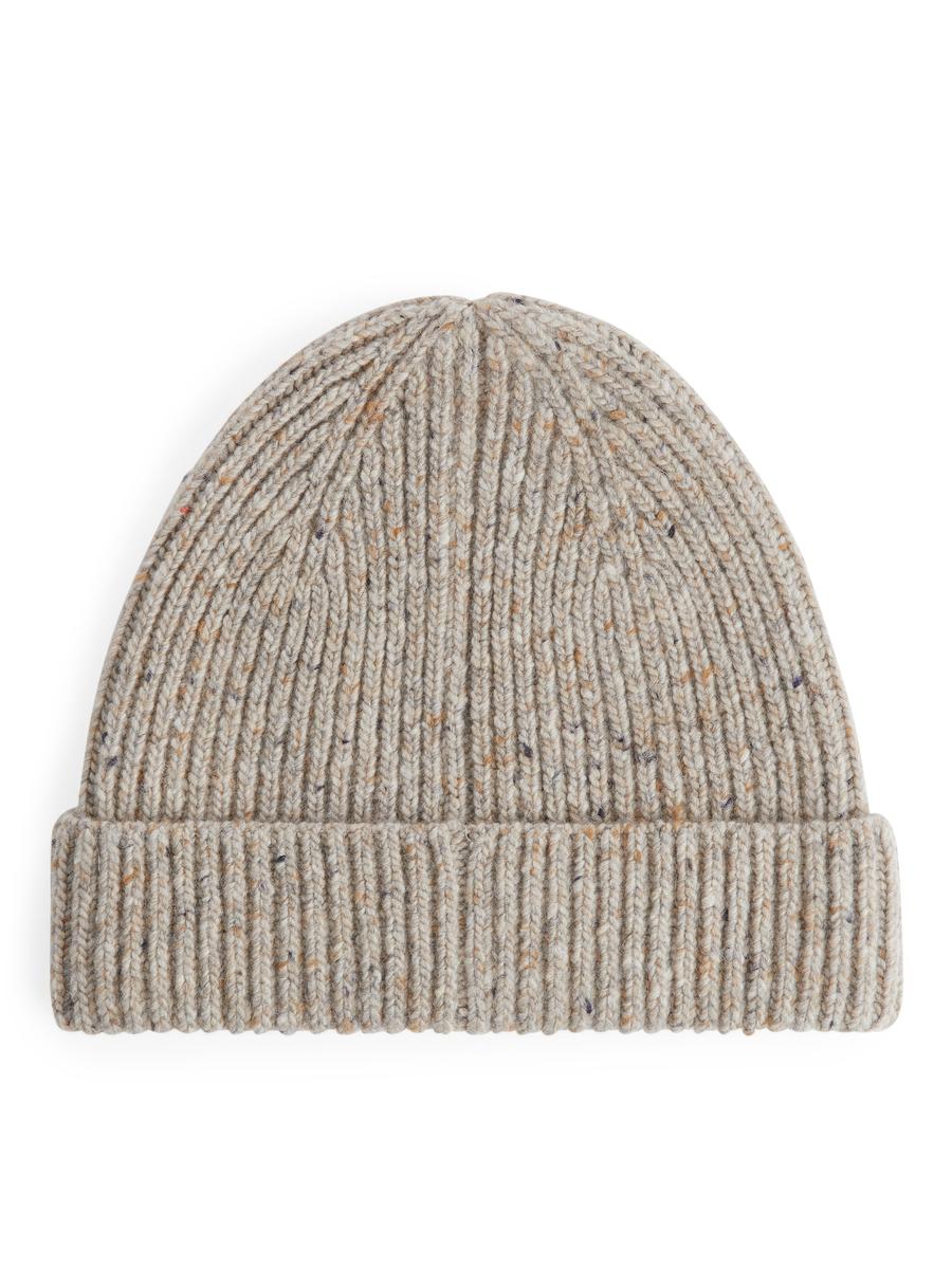 Rippstrick-Beanie aus Wollmischung - Beige/genoppt - Regular Fit - Men - 1036565001