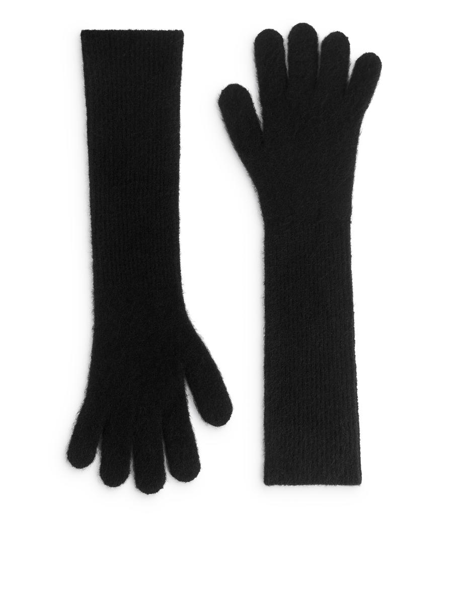 Alpaca-Wool Blend Finger Gloves-#272628-13682