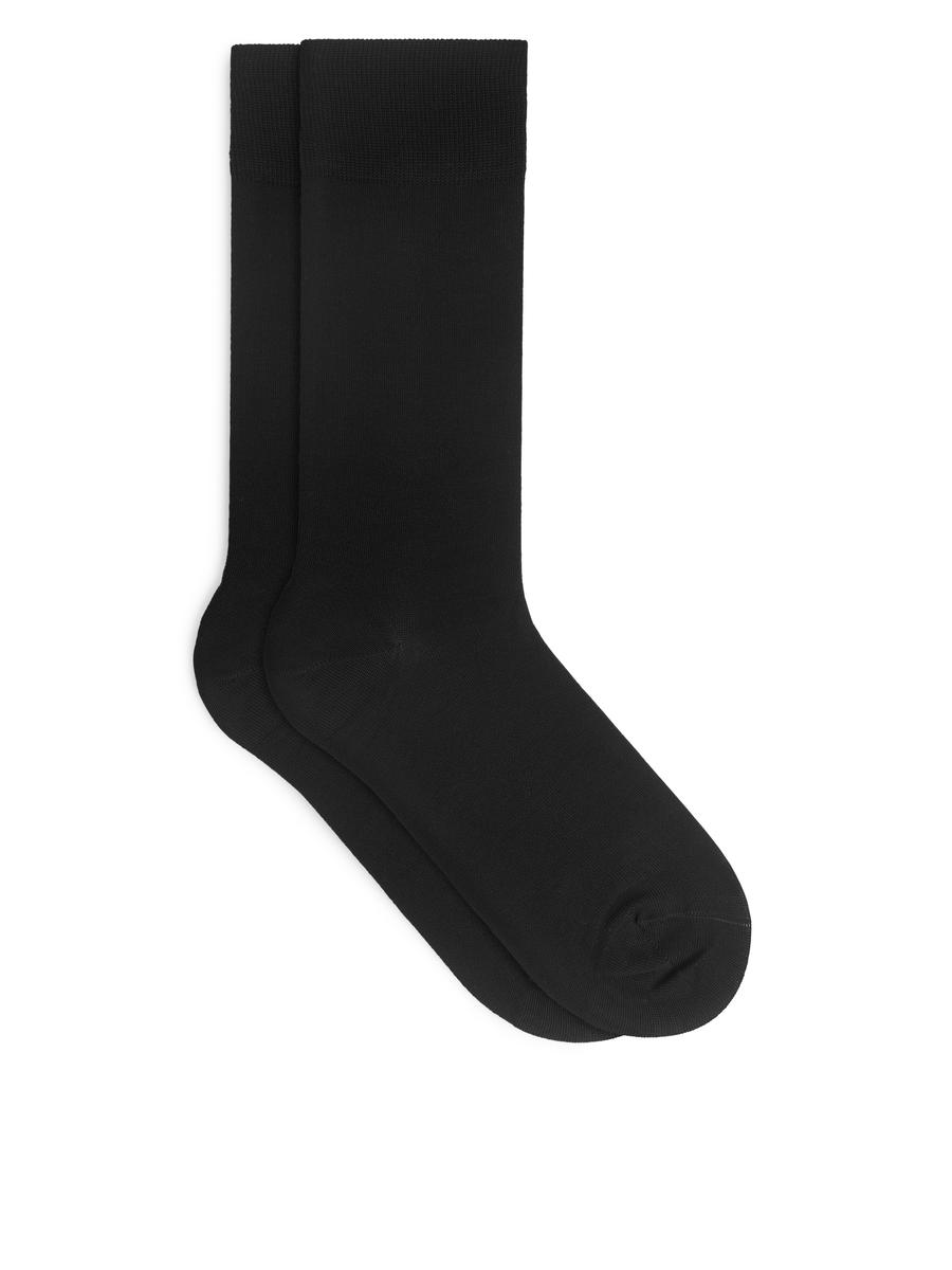 Mercerised Cotton Socks Plain-#272628-9992