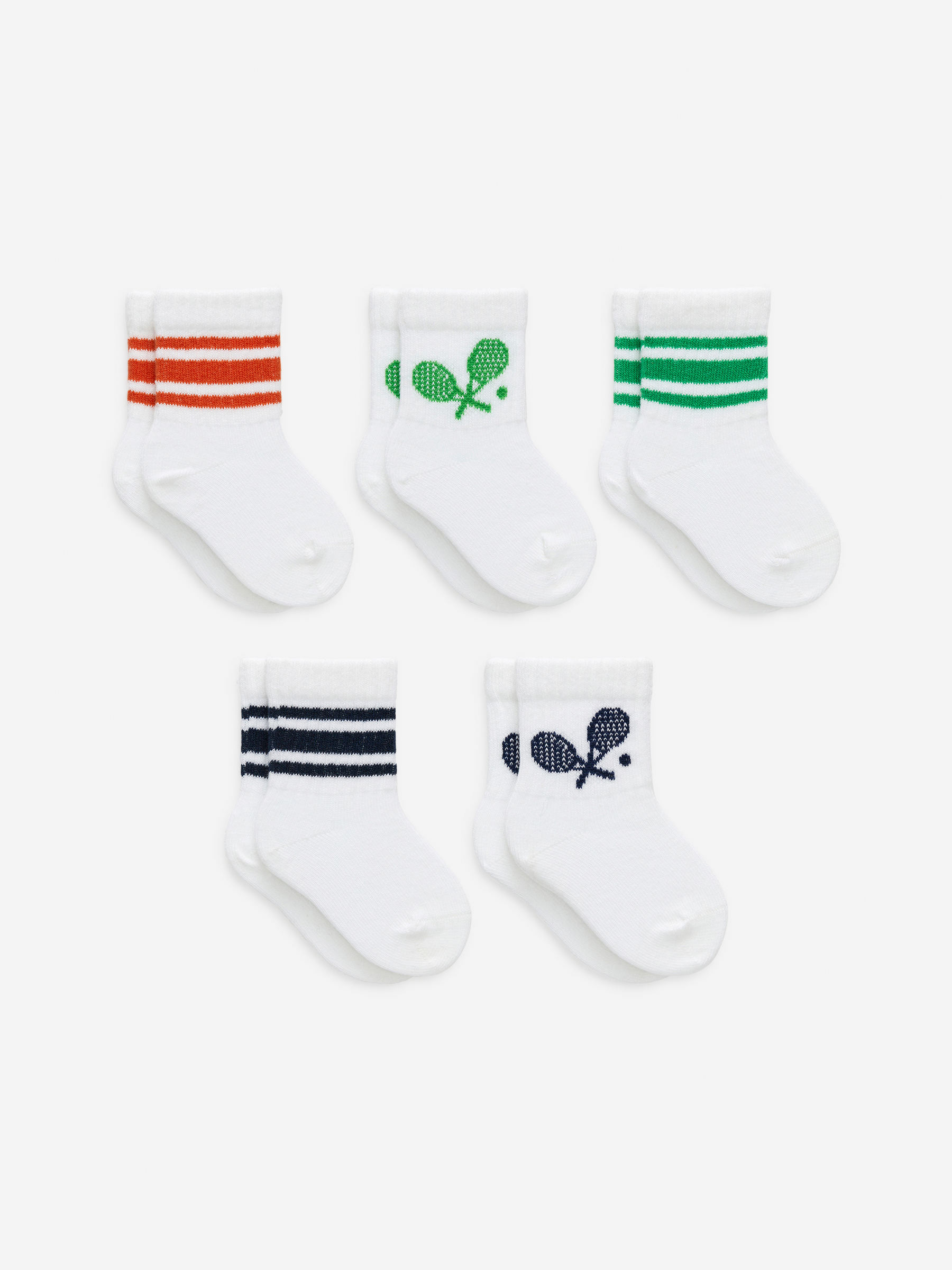 Tube Socks Set of 5 Pairs-#FFFFFF-14293