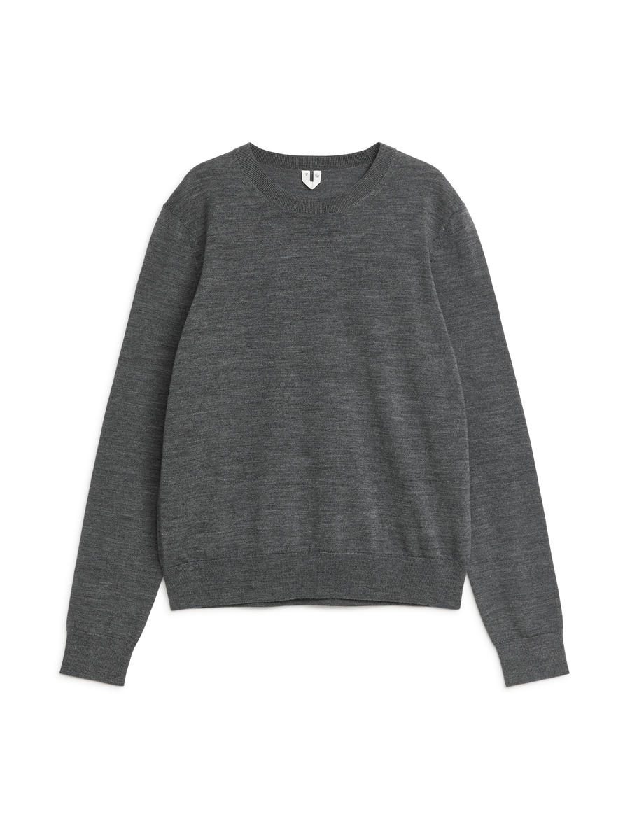 Fine-Knit Merino Jumper-#666869-5769