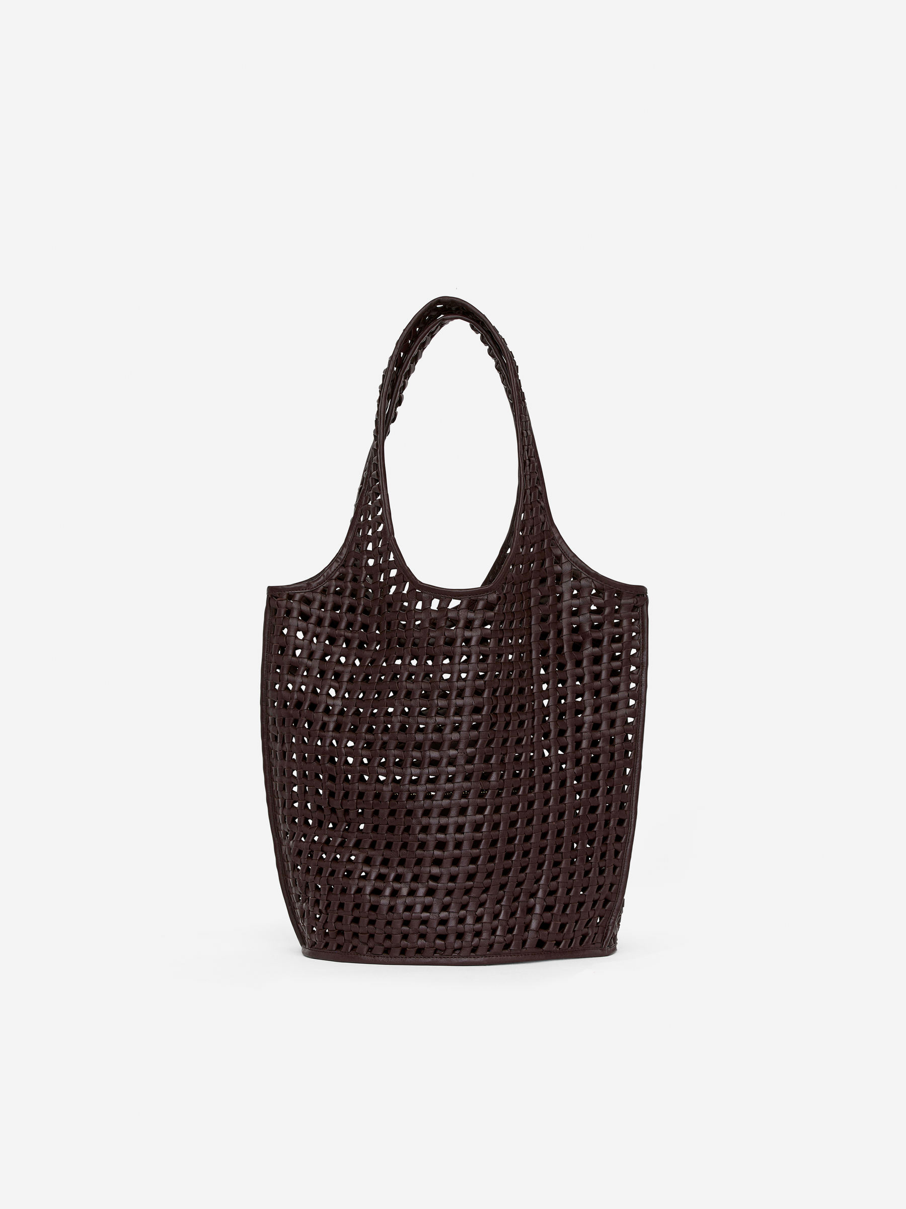 Slouchy Leather Tote-Brown-15623