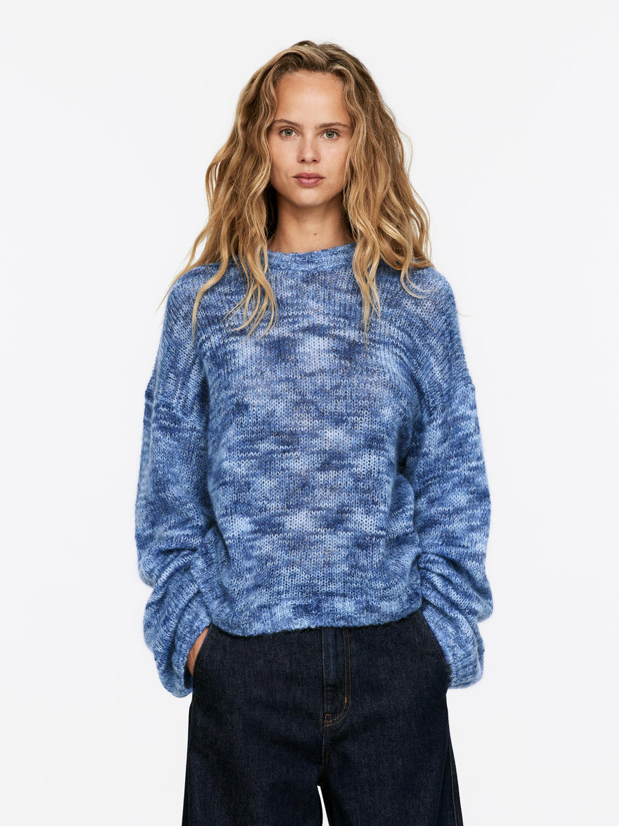 Pullover aus Mohair und Wolle - Blau meliert - Relaxed Fit - Women - 1188143003