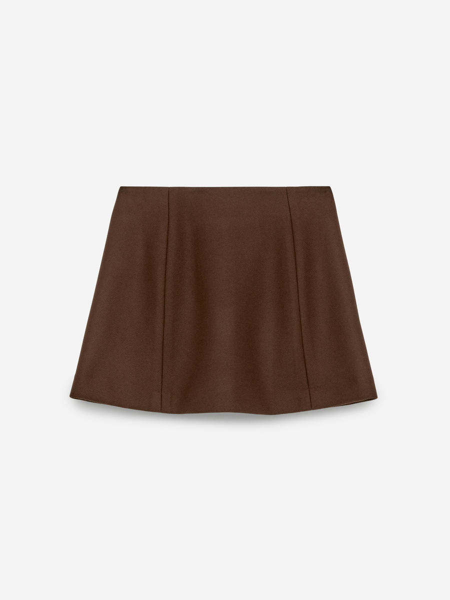 Wool Mini Skirt-#534737-13859