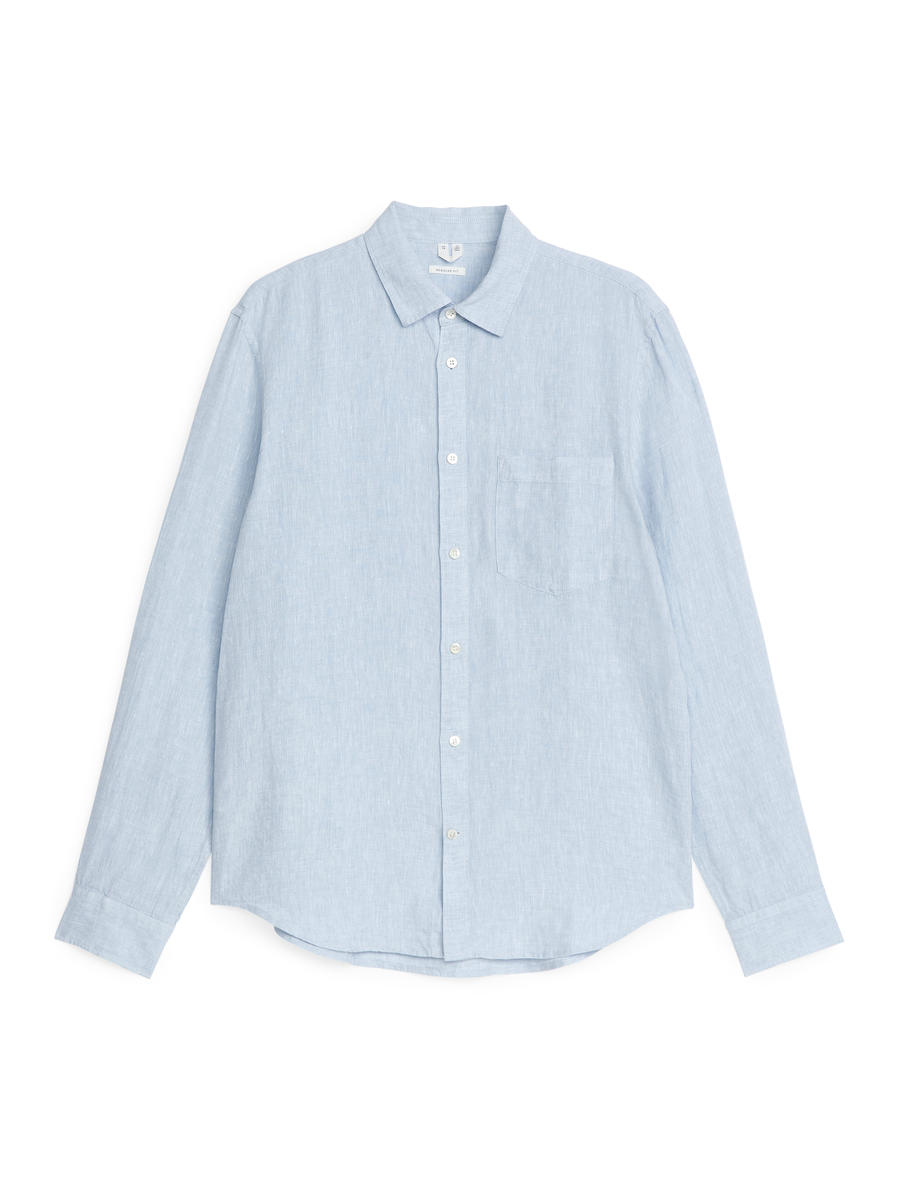 Regular-Fit Linen Shirt-#A6B8D1-468