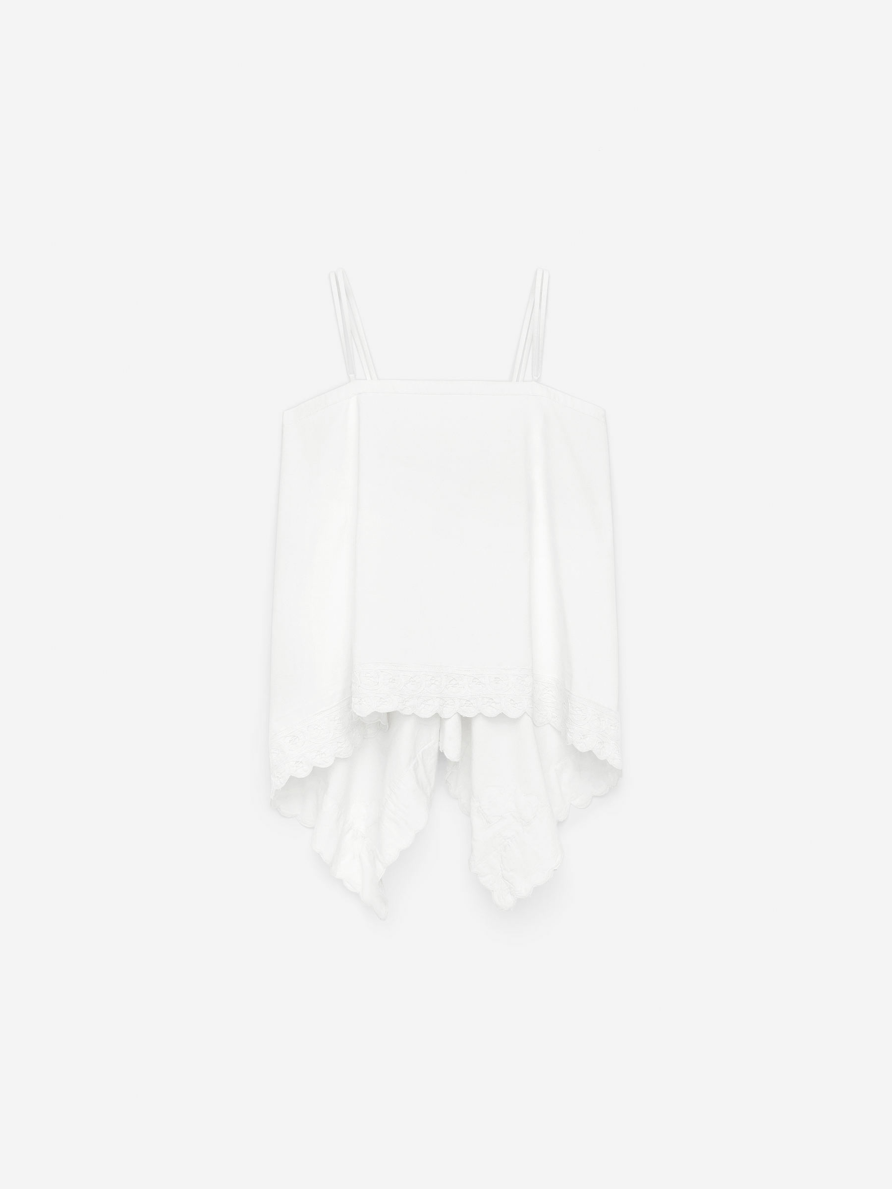 Embroidery-Detail Strap Top-#F4F3E9-15270