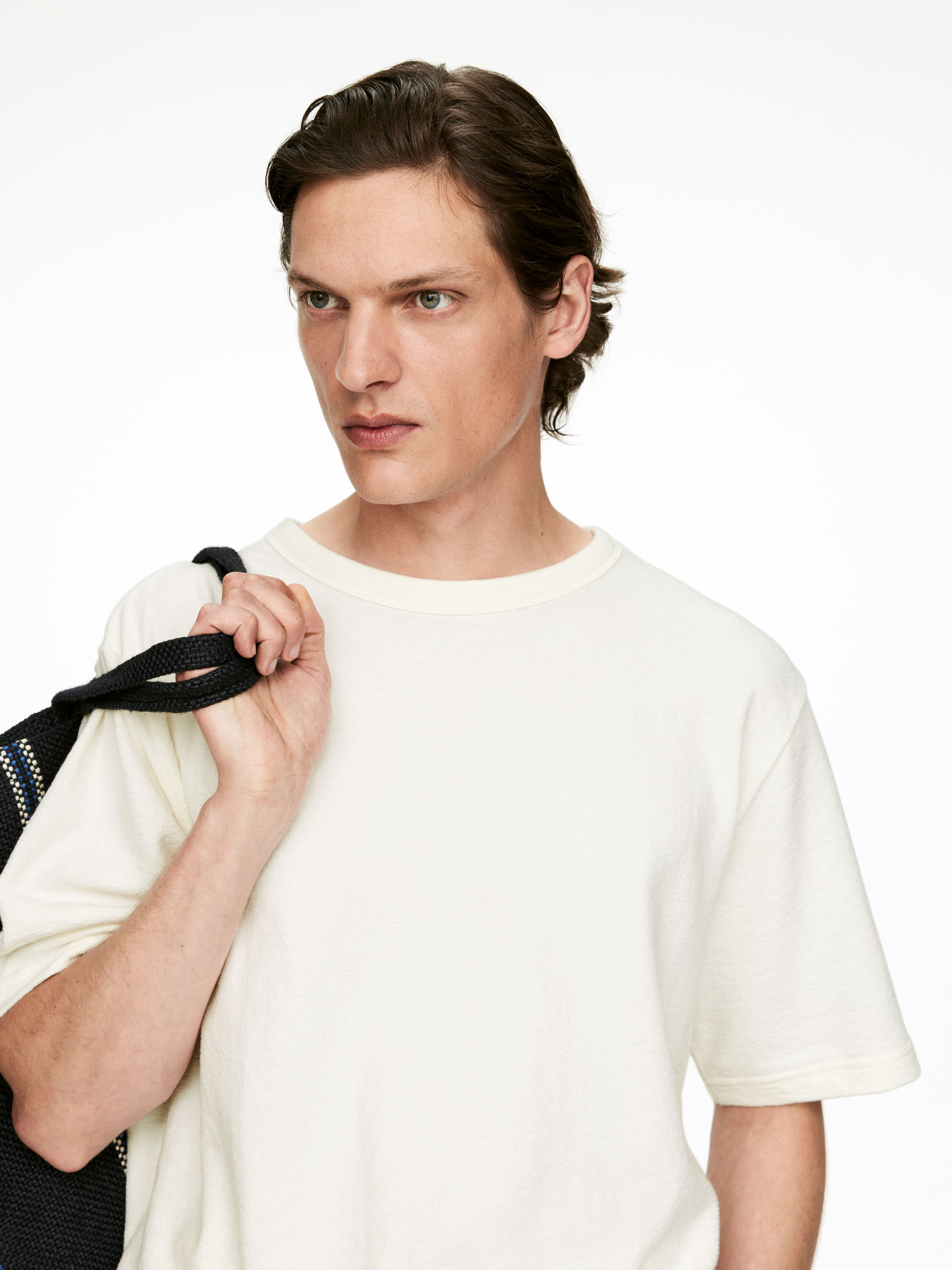 Relaxed Bouclé T-Shirt - Off White - Loose fit - Men - StillMedia/Lookbook - 3