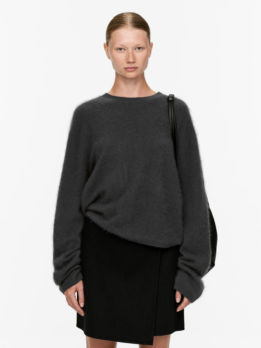 Bushed Wool Jumper-#49474C-12378