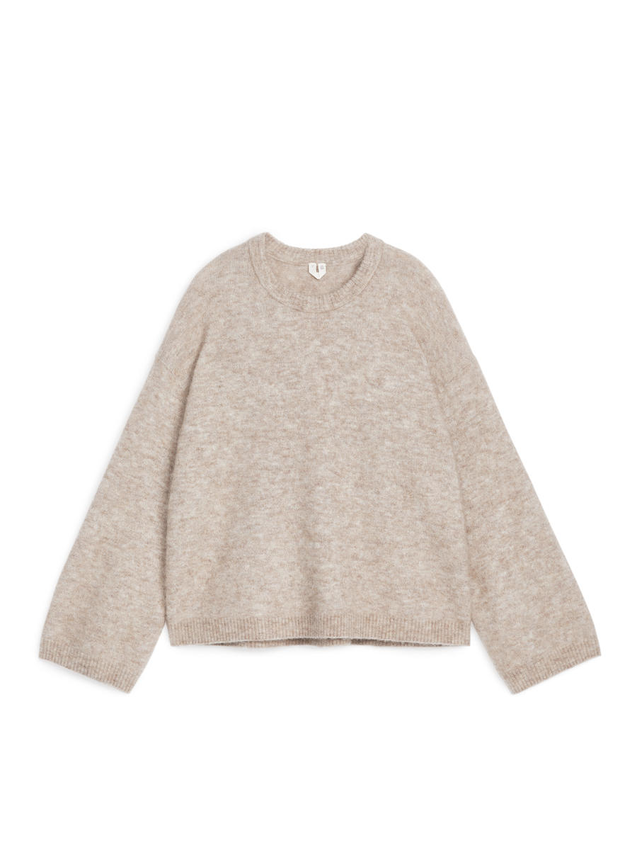 Alpaca-Wool Blend Jumper-#B3AB98-12750