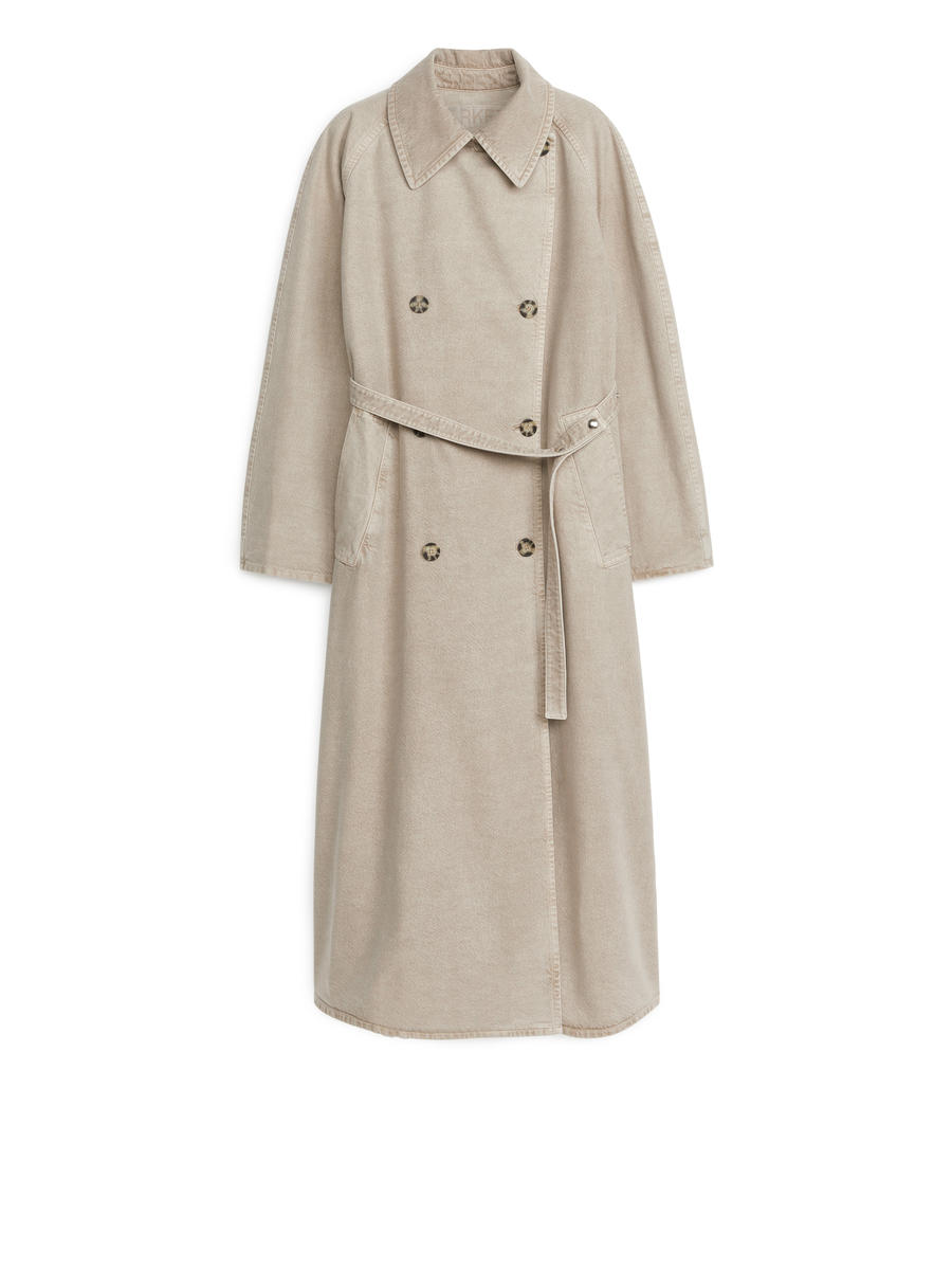 Garment-Dyed Trench Coat - Greige - Oversized - Women - 1221693001