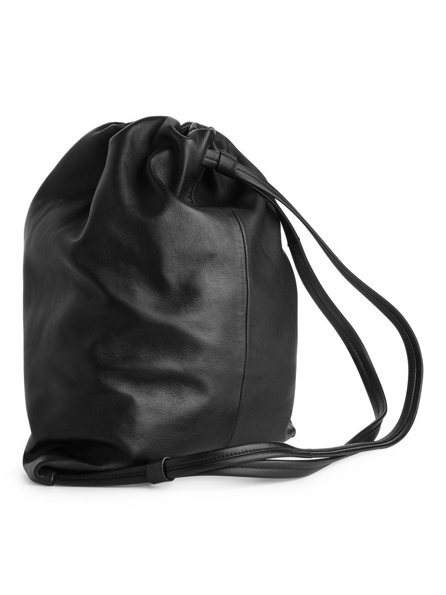 Drawstring Leather Backpack Black Women ARKET DK