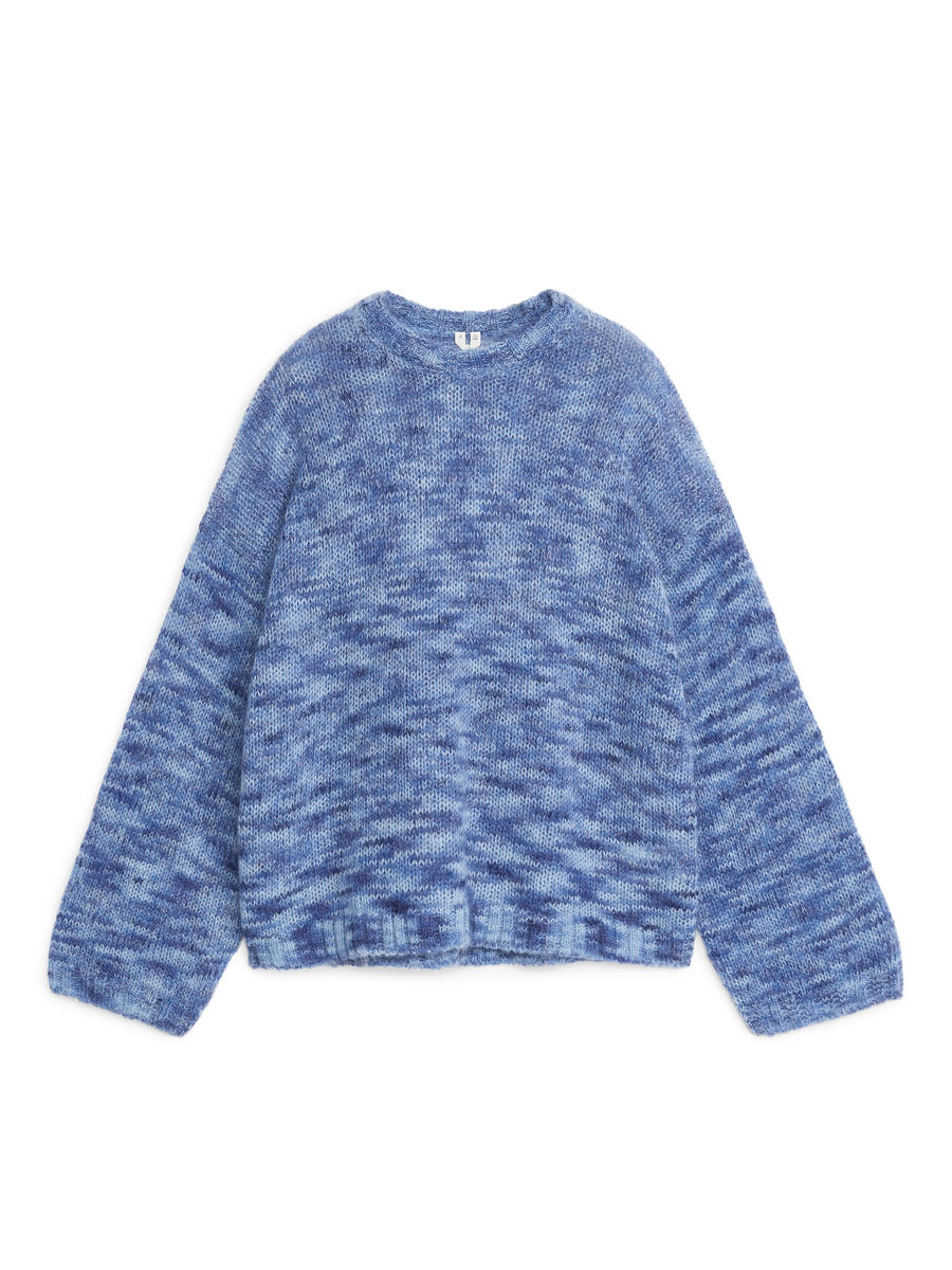 Pullover aus Mohair und Wolle-Blau-5484