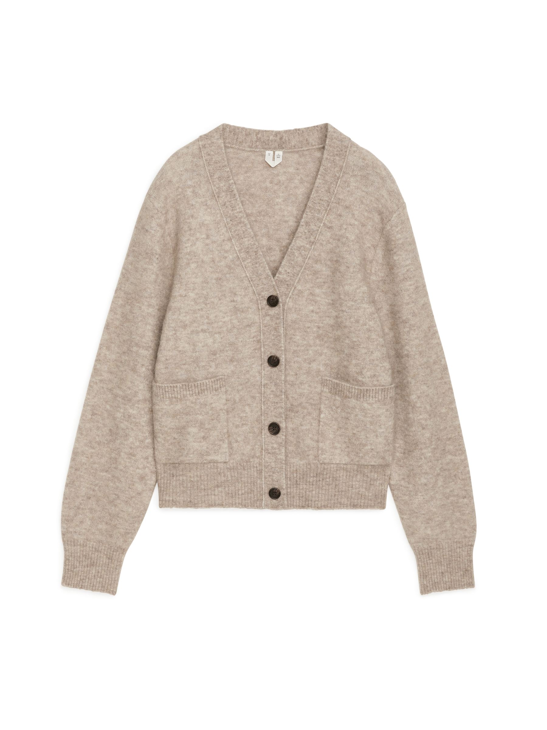 Alpaca & Merino Cardigan-#B3AB98-12043