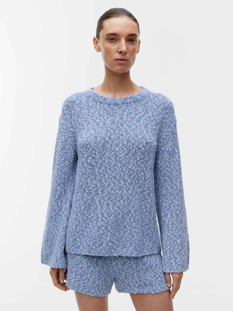 Open-Knit Jumper - Blue Melange - Regular fit - Women - 1236735001