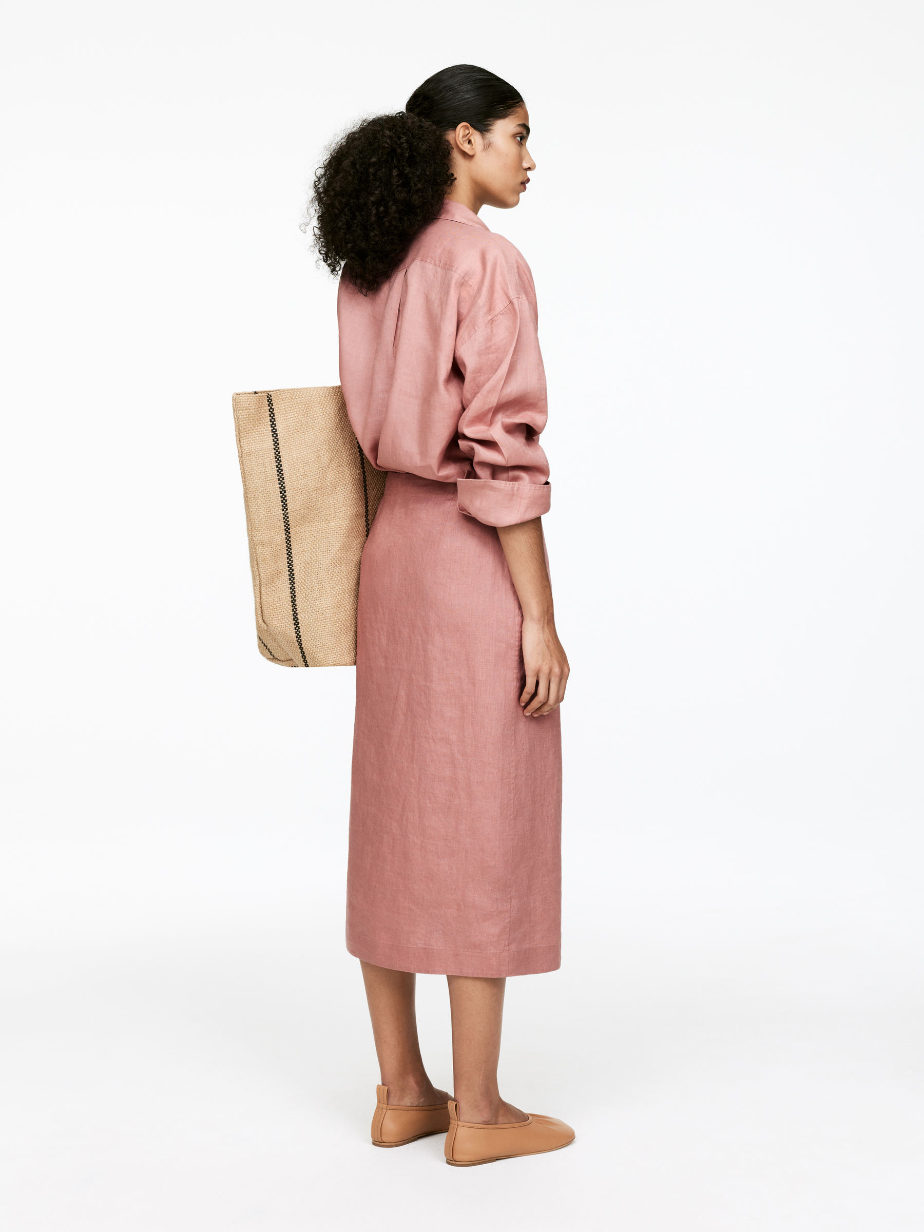 Linen Wrap Skirt - Dusty Pink - Regular fit - Women - StillMedia/Lookbook - 4