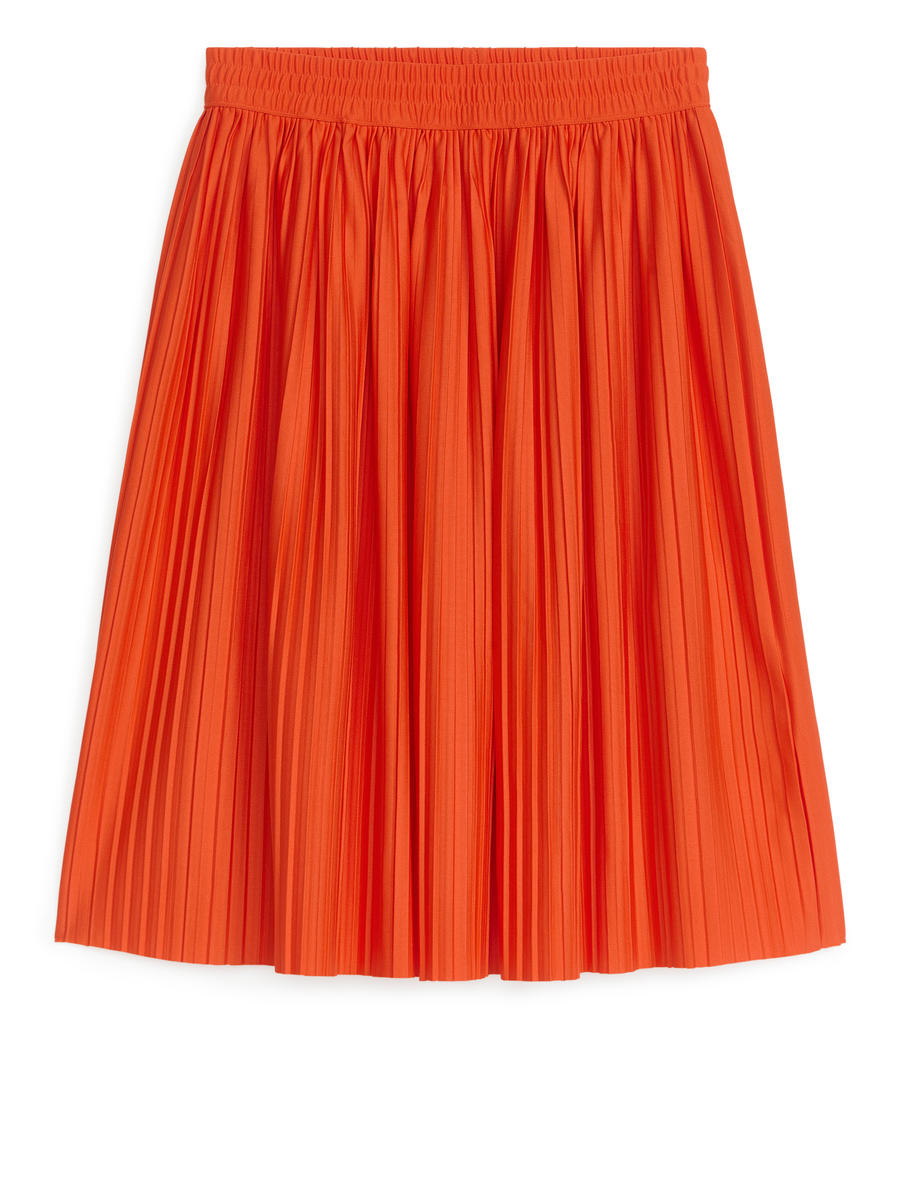 Pleated Midi Skirt-#CB593A-6274