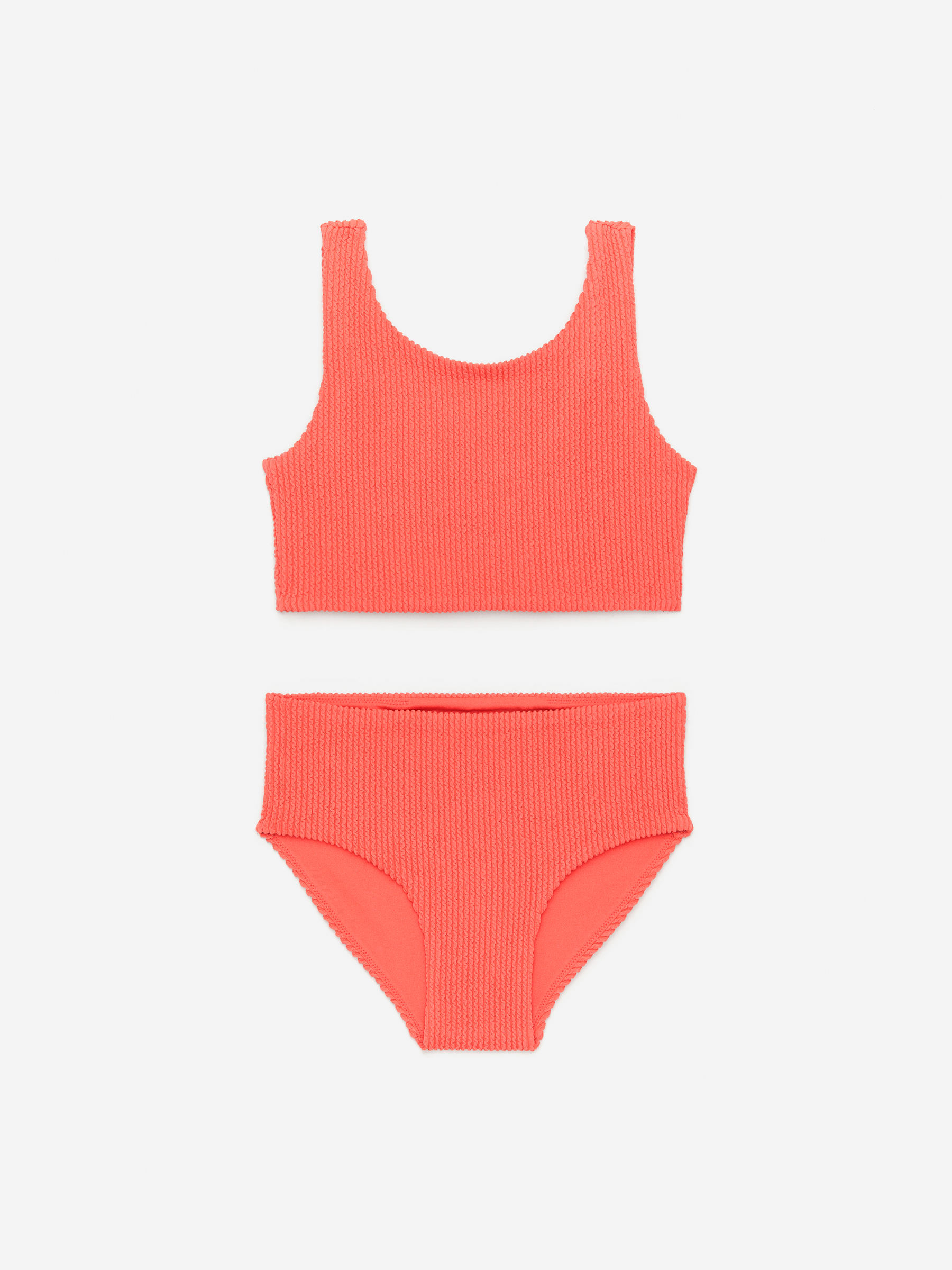 Seersucker Bikini Set-Orange-15056