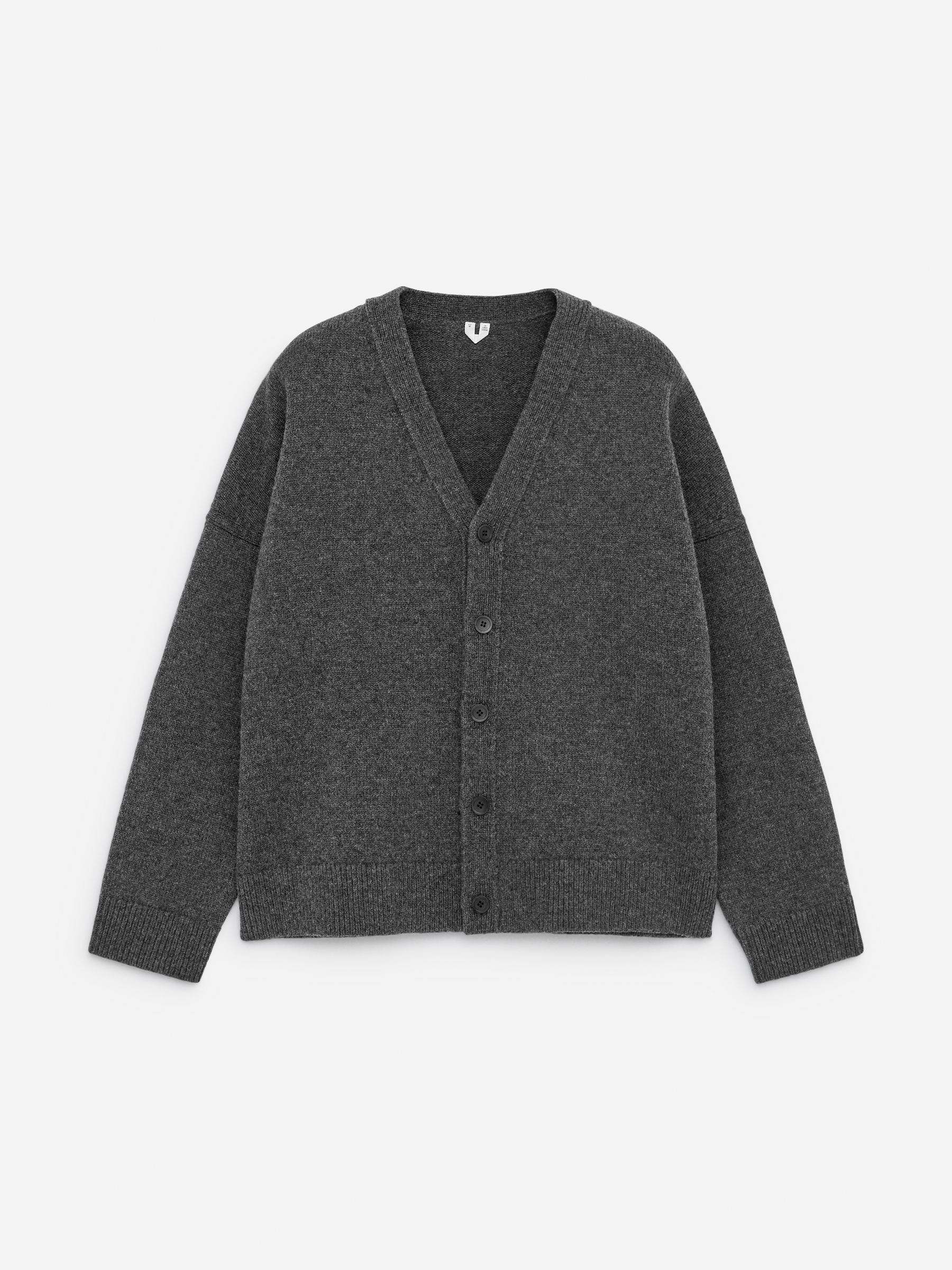 V-Neck Wool Cardigan-#505050-16645