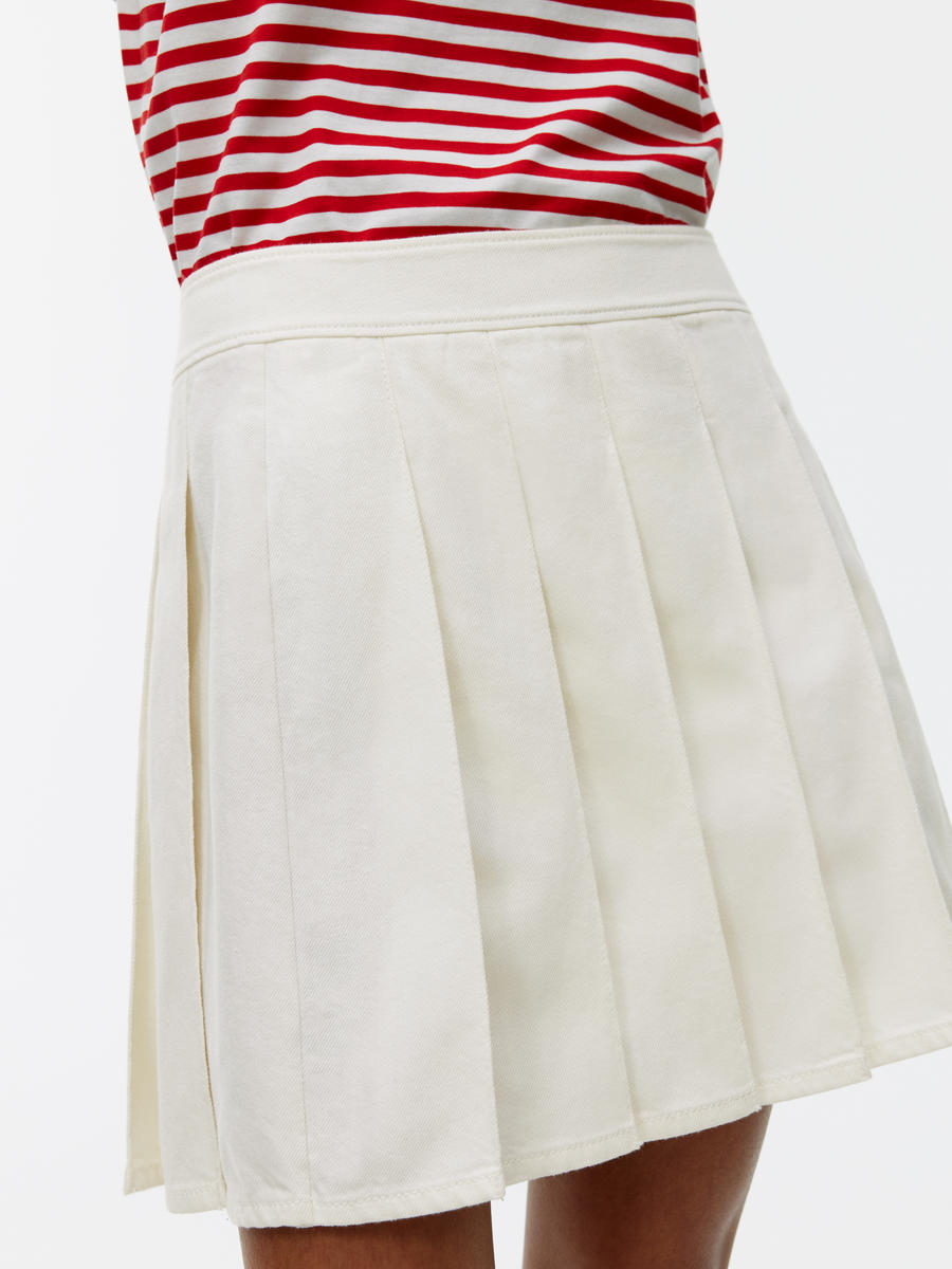 Pleated Denim Skirt - White - Regular fit - Women - 1238079001