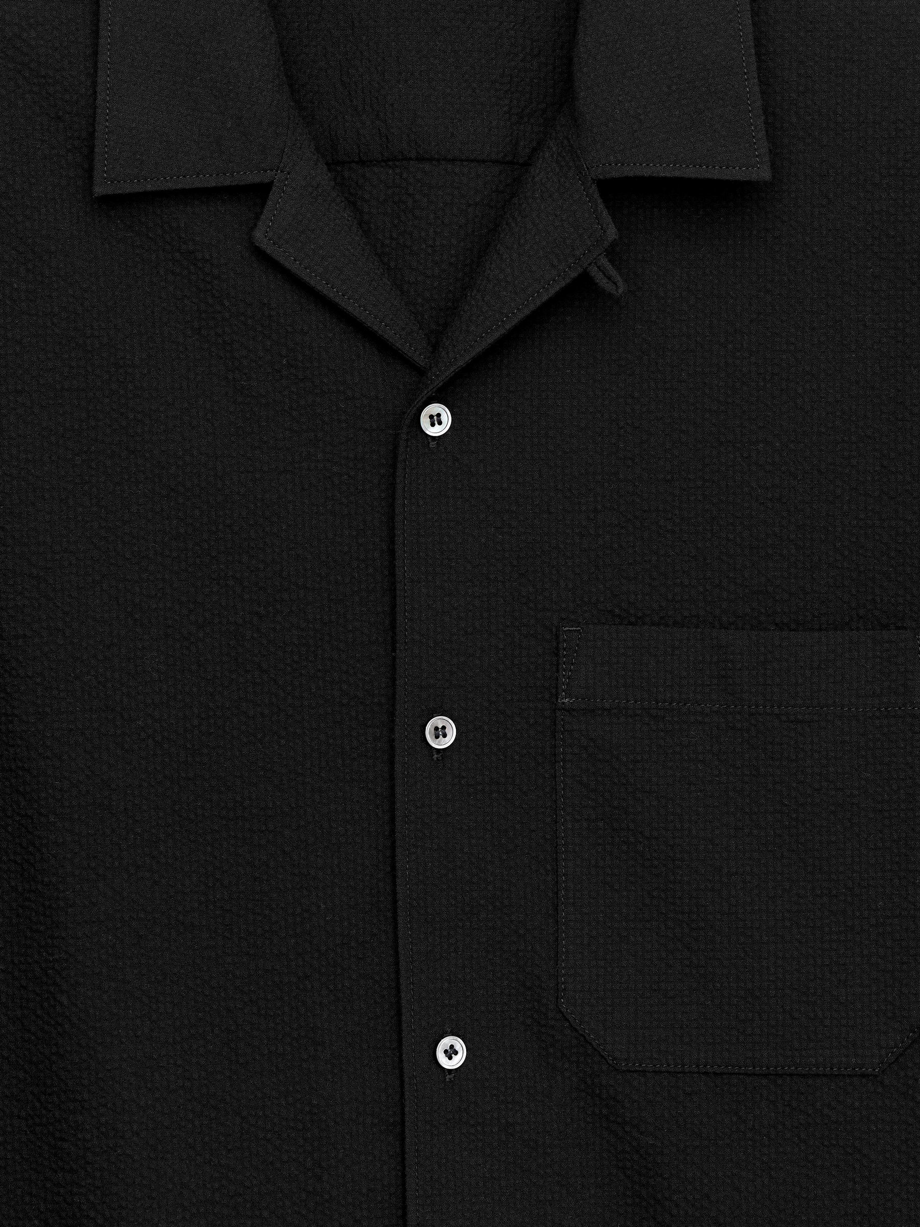 Chemise en seersucker à col cubain - Noir - Regular fit - Homme - StillMedia/DescriptiveDetail - 1