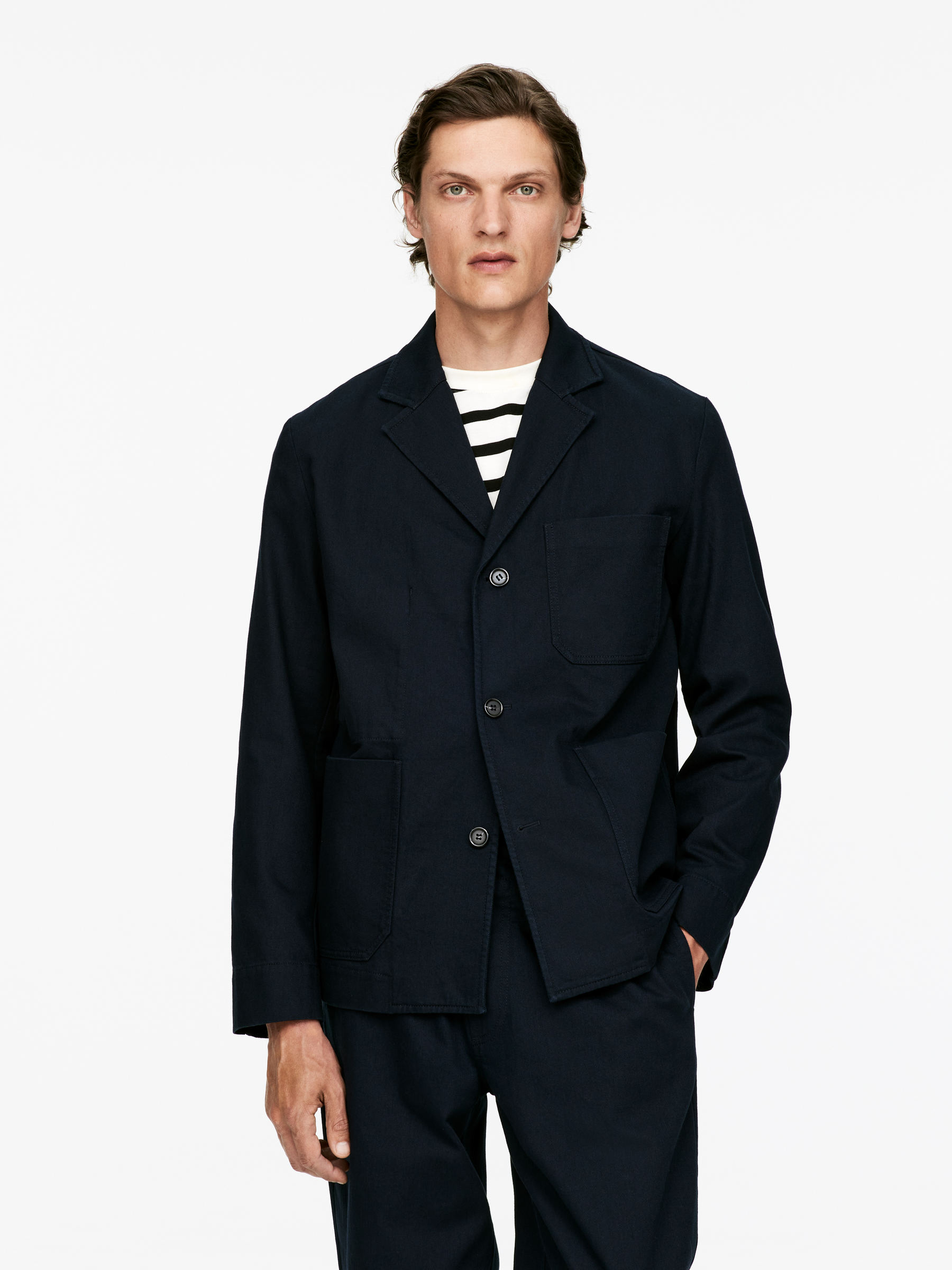 Cotton Linen Blazer - Dark Blue - Regular fit - Men - StillMedia/Lookbook - 13