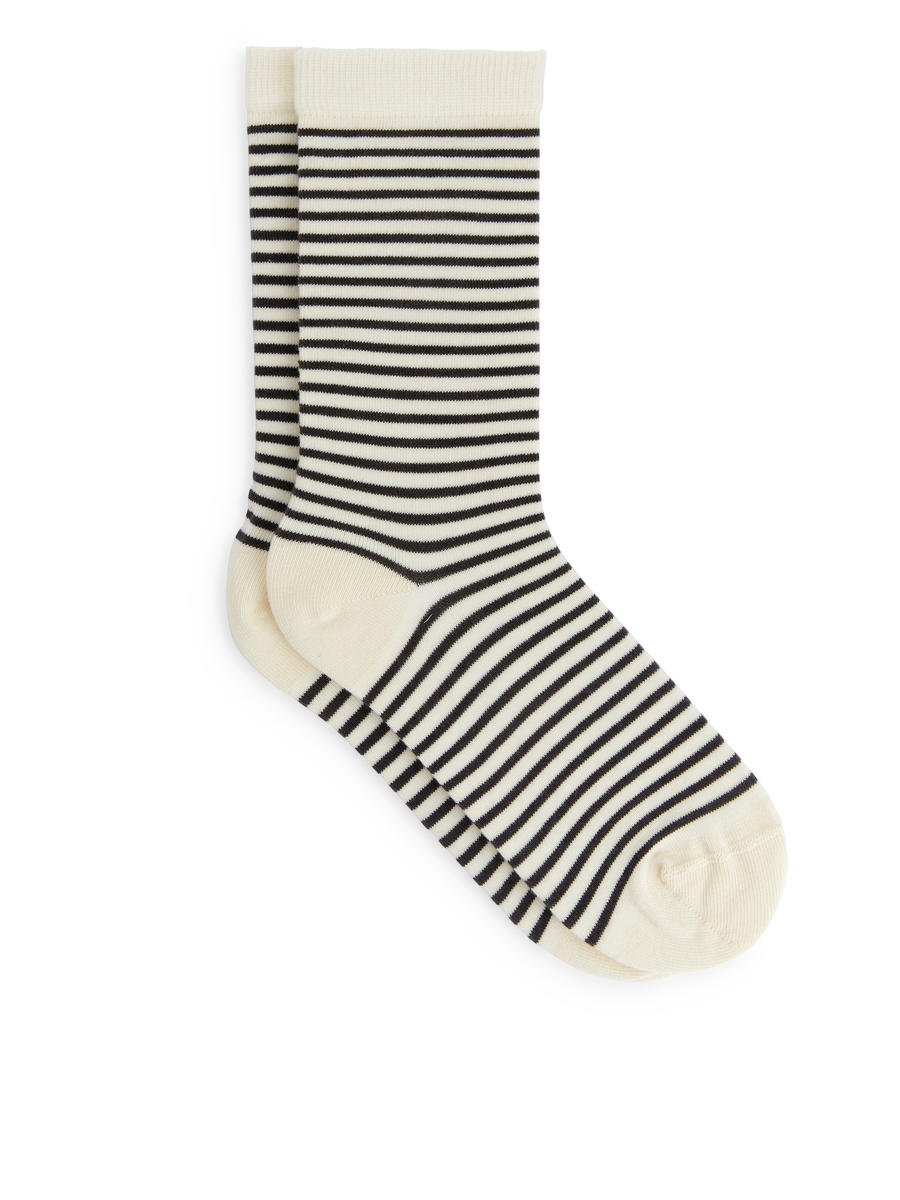 Gestreifte Baumwollsocken-#48474B-12681