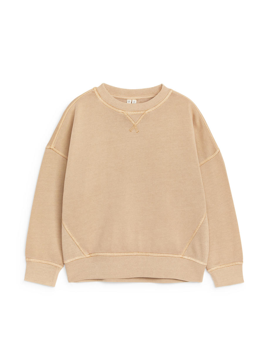 Relaxed Cotton Sweatshirt-#C1AC93-11598