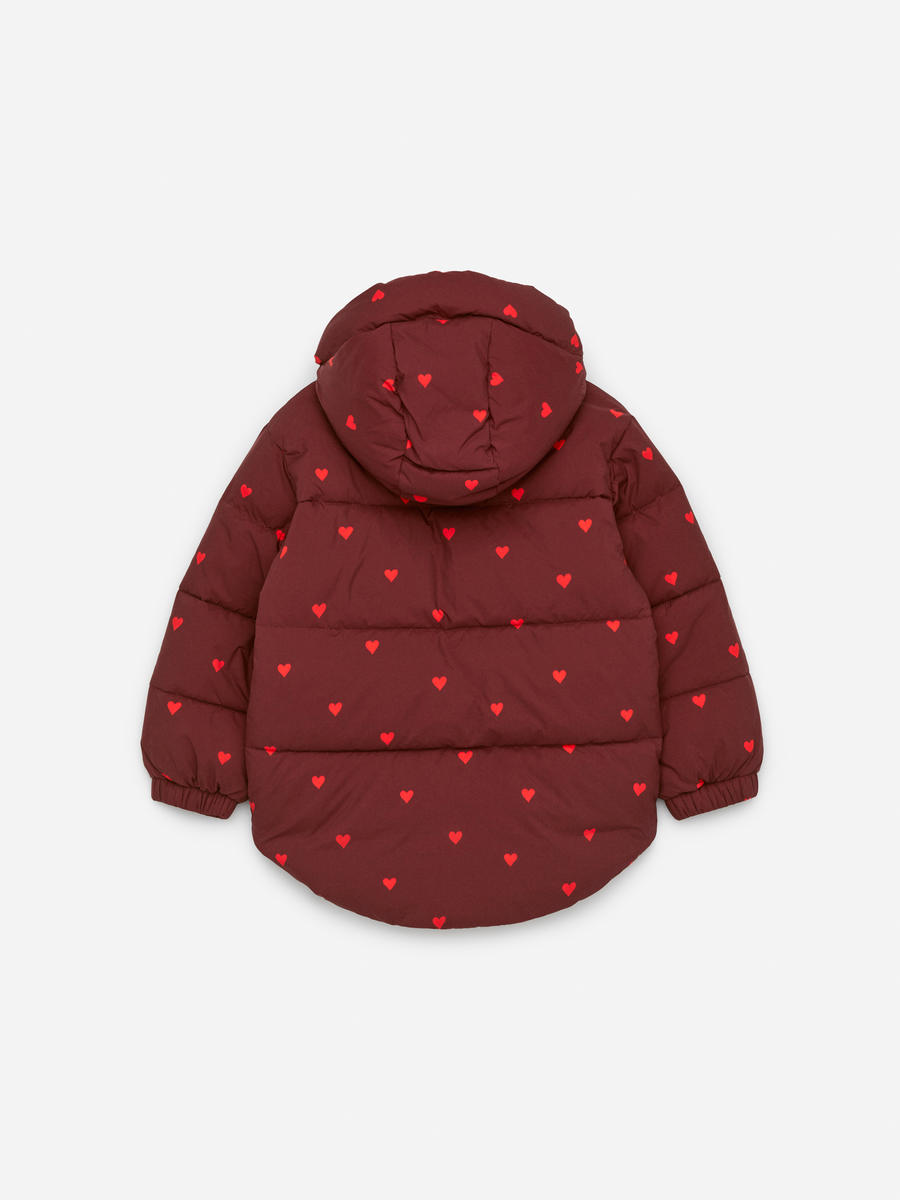 Pufferjacke mit Print Weinrot Herzen Children ARKET AT