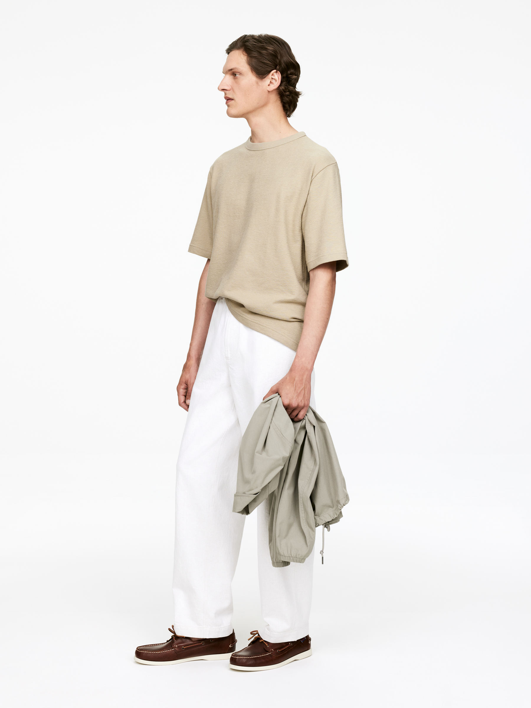 Relaxed Bouclé T-Shirt - Beige - Loose fit - Men - StillMedia/Lookbook - 5