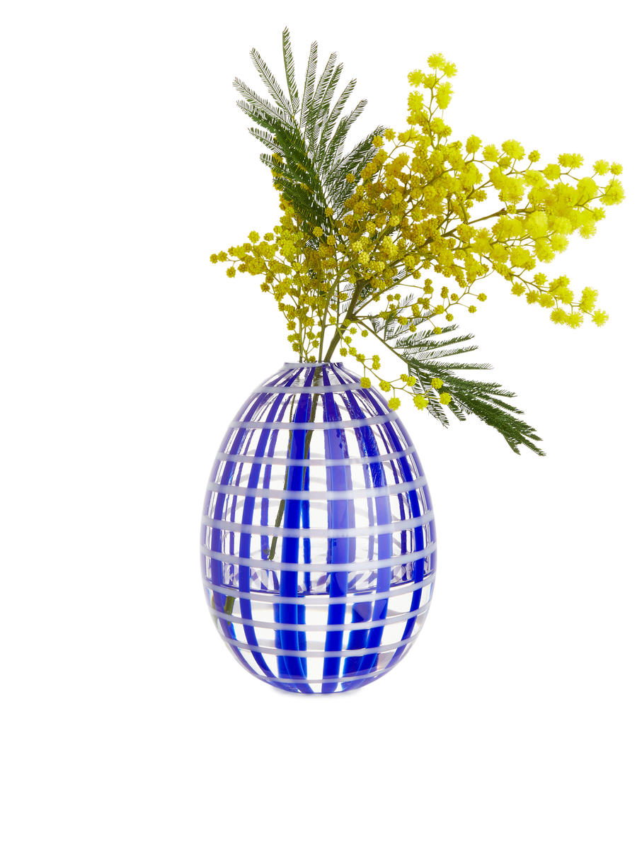 Glass Vase 15 cm - Blue/White - Homeware - 1228372001