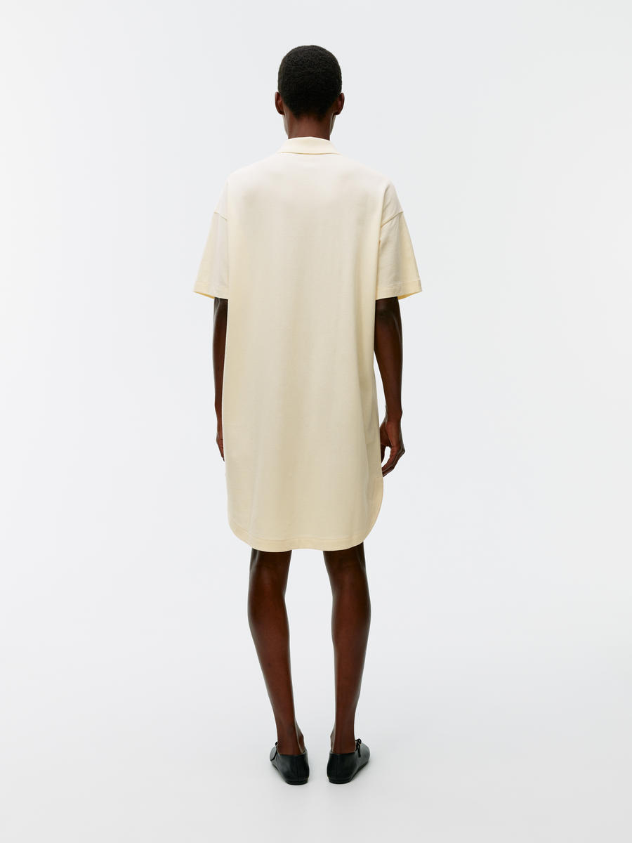 Piqué Polo Dress - Pale Yellow - Relaxed fit - Women - 1248173001