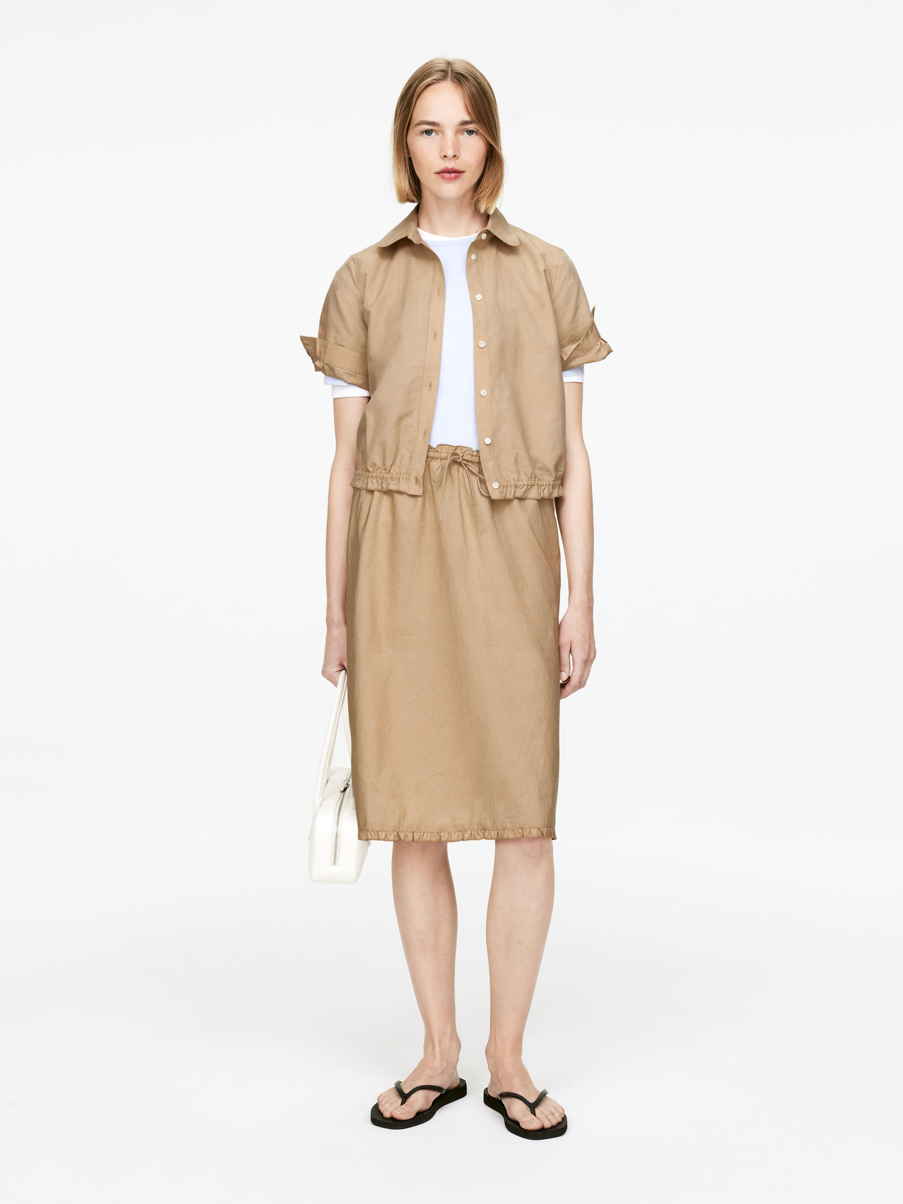Linen-Cotton Frill Skirt - Beige - Regular fit - Women - StillMedia/Lookbook - 4