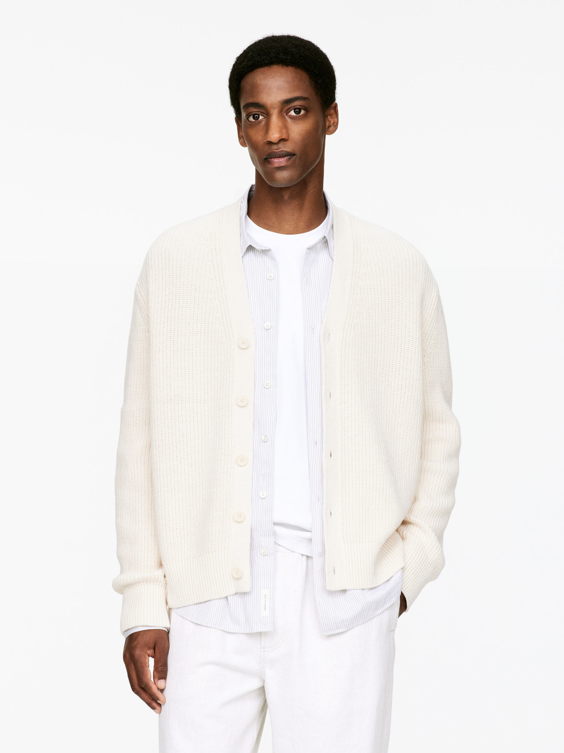 Linen Blend Cardigan-#EFEFDF-7941