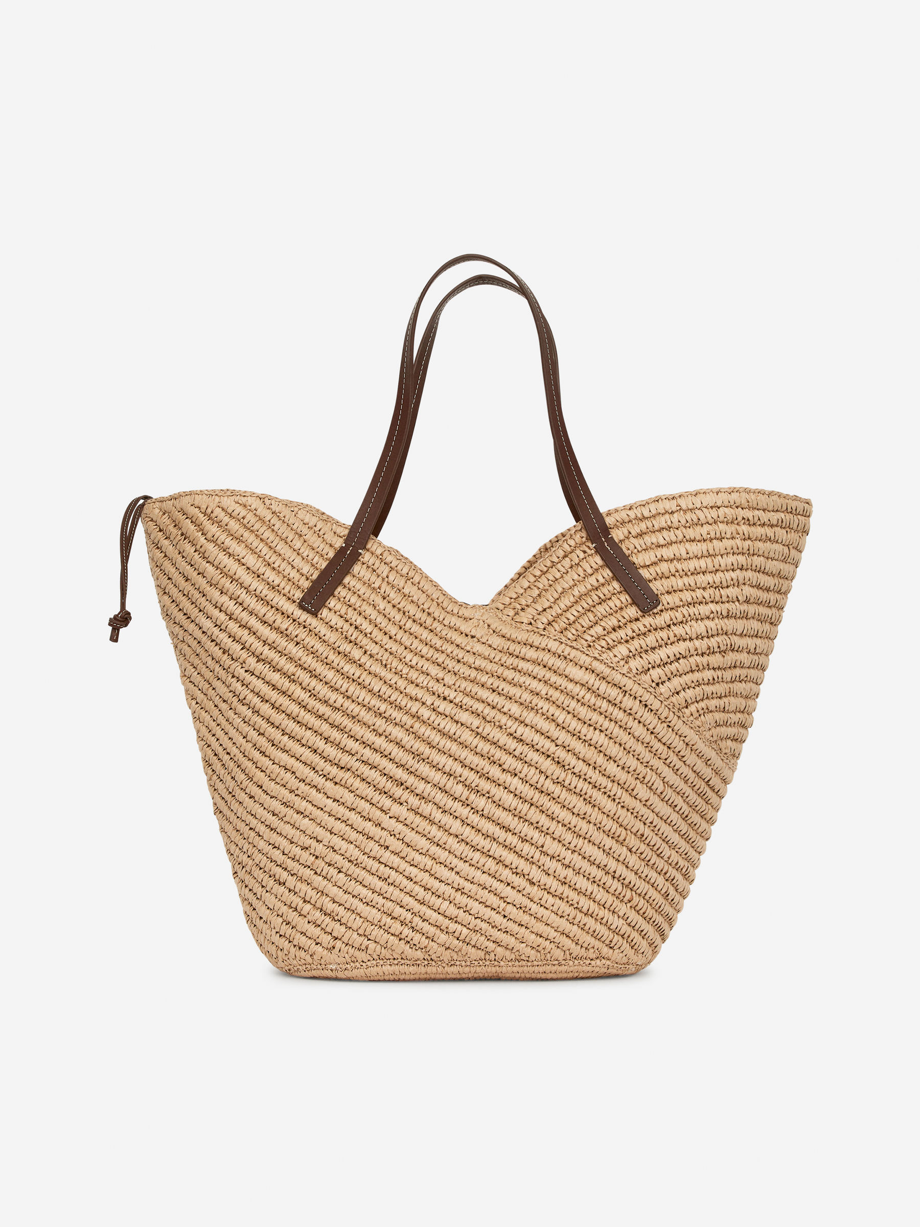 Leather-Detail Straw Tote - Beige - Women - StillMedia/DescriptiveStillLife - 4