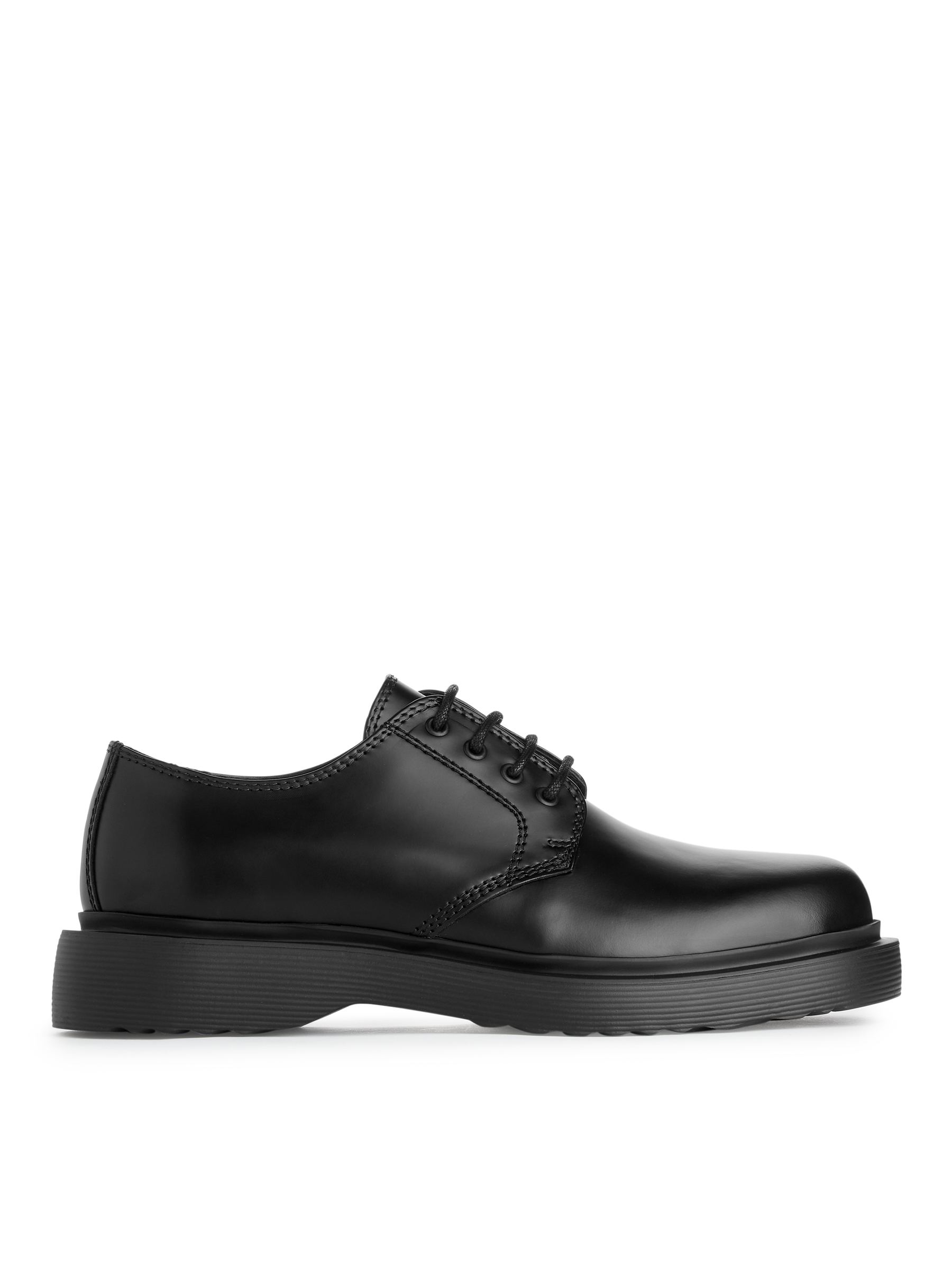 Chunky Leather Derby Shoes-#272628-3953