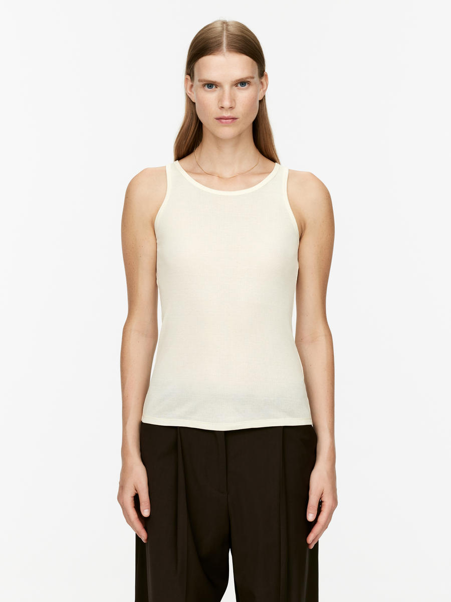 Silk Tank Top-#F0EDD7-2546