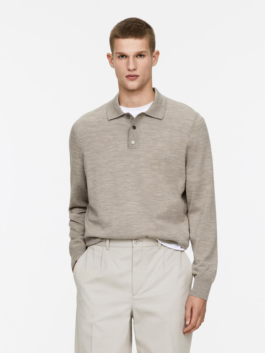 Merino Polo Jumper-#AE9F8E-9656