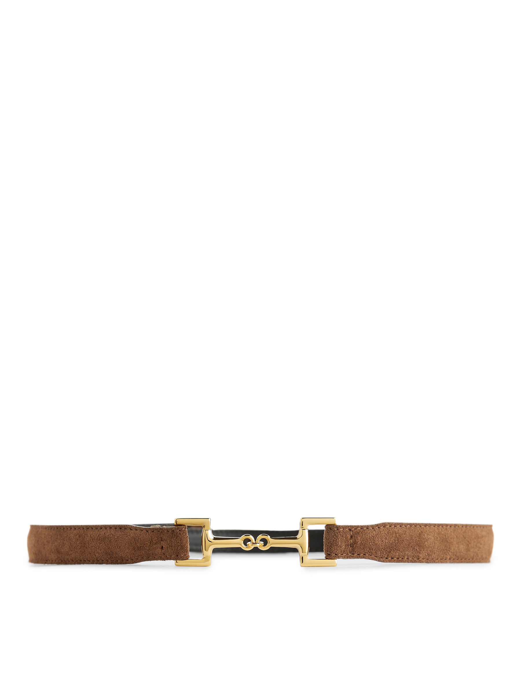 Ceinture en cuir avec boucle mors-#68513C-3193