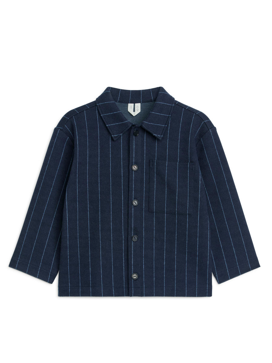 Pinstripe Cotton Overshirt-#23263B-6759