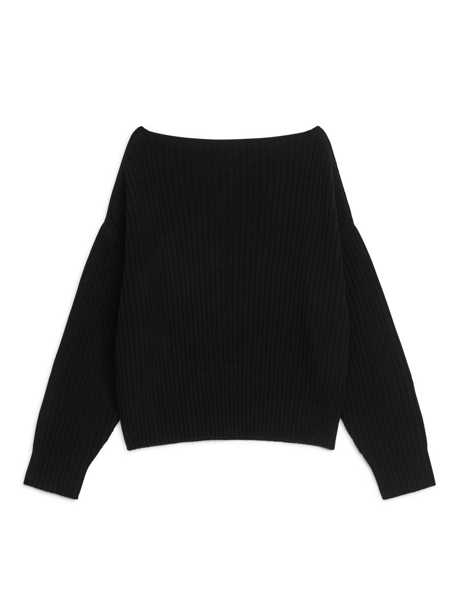 Rib Wool Jumper-#272628-7398