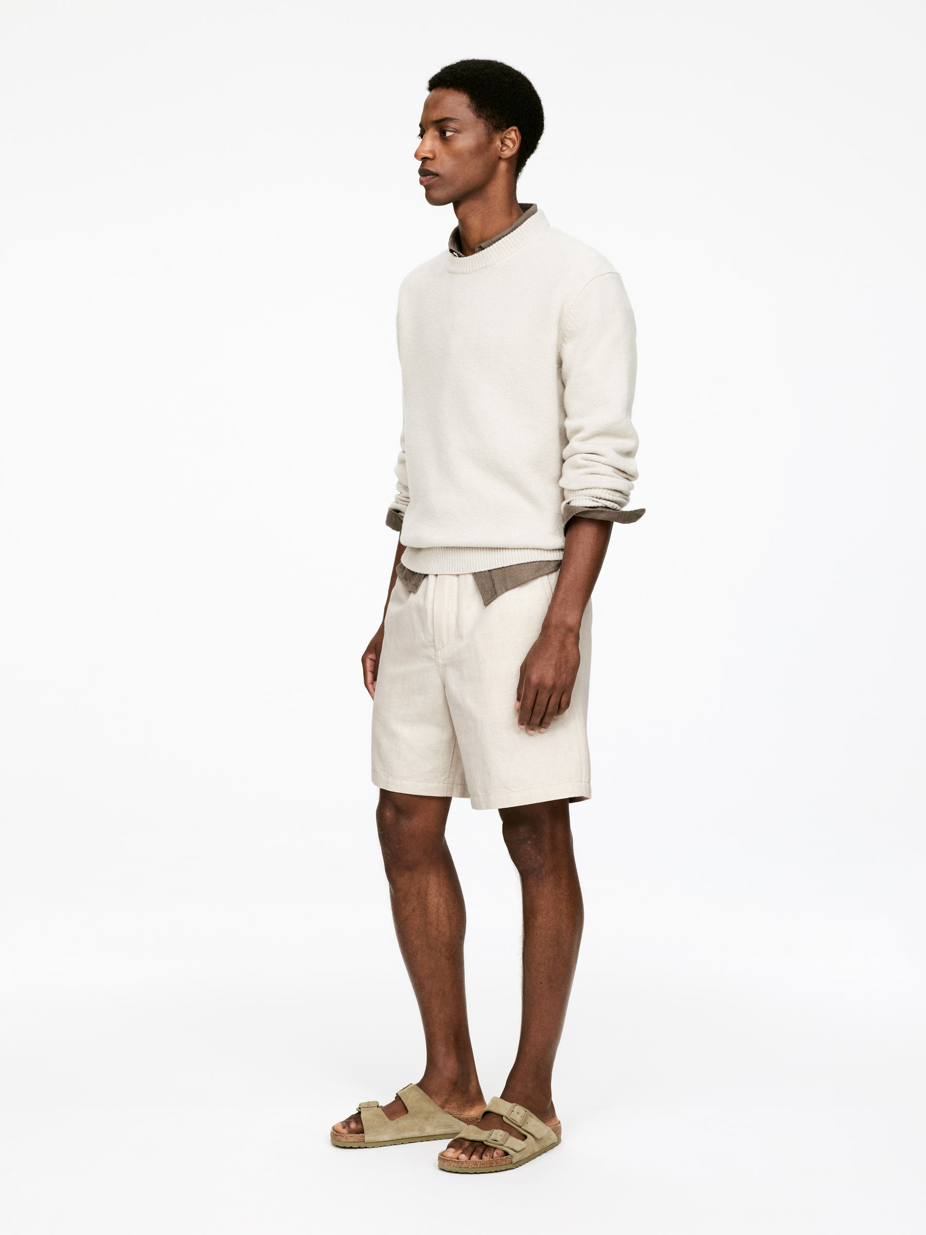 Cotton-Linen Drawstring Shorts - Light Beige - Loose fit - Men - StillMedia/Lookbook - 22