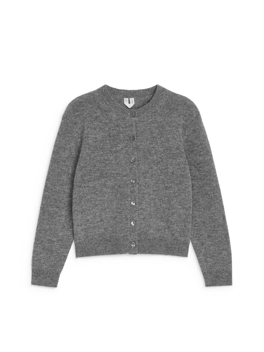 Wool Cardigan-#AAAAAA-13113