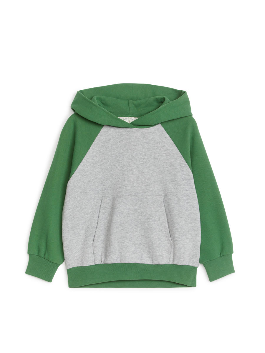 Front-Pocket Hoodie - Grey Melange/Green - Regular fit - Children - 1196908001