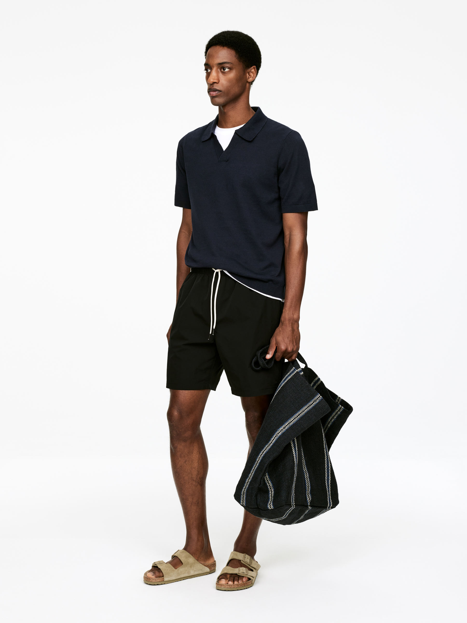Cotton Linen Polo Shirt - Dark Blue - Regular fit - Men - StillMedia/Lookbook - 24