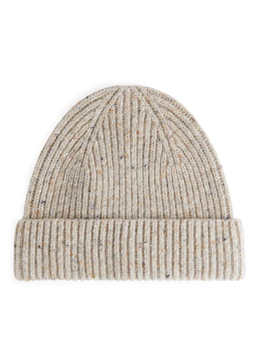 Rippstrick-Beanie aus Wollmischung - Beige/genoppt - Regular Fit - Men - 1036565001