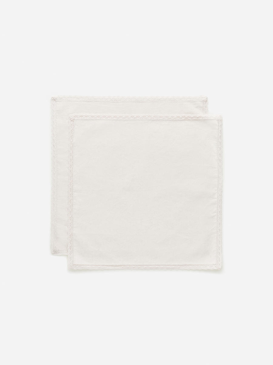 Lace-Edge Napkin Set of 2-#E8E4D5-13876