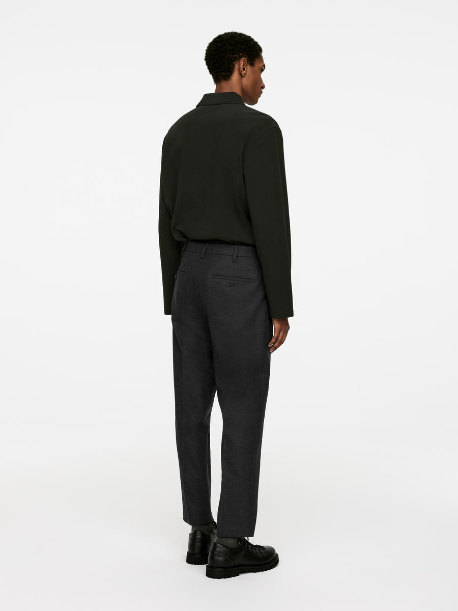 Cropped Tapered Wool Trousers-#505050-948